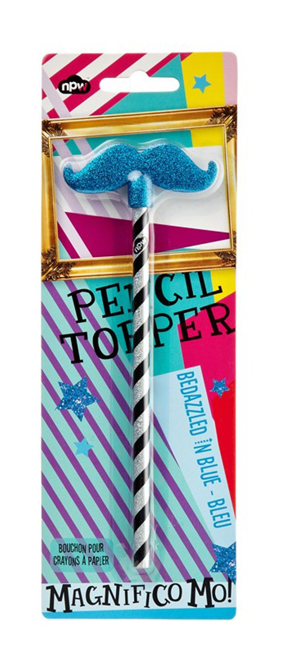 NPW Blue Glitter Moustache Topper and Pencil Set - NP6797 - Perfect for Costume Parties, Themed Events, and DIY Crafts