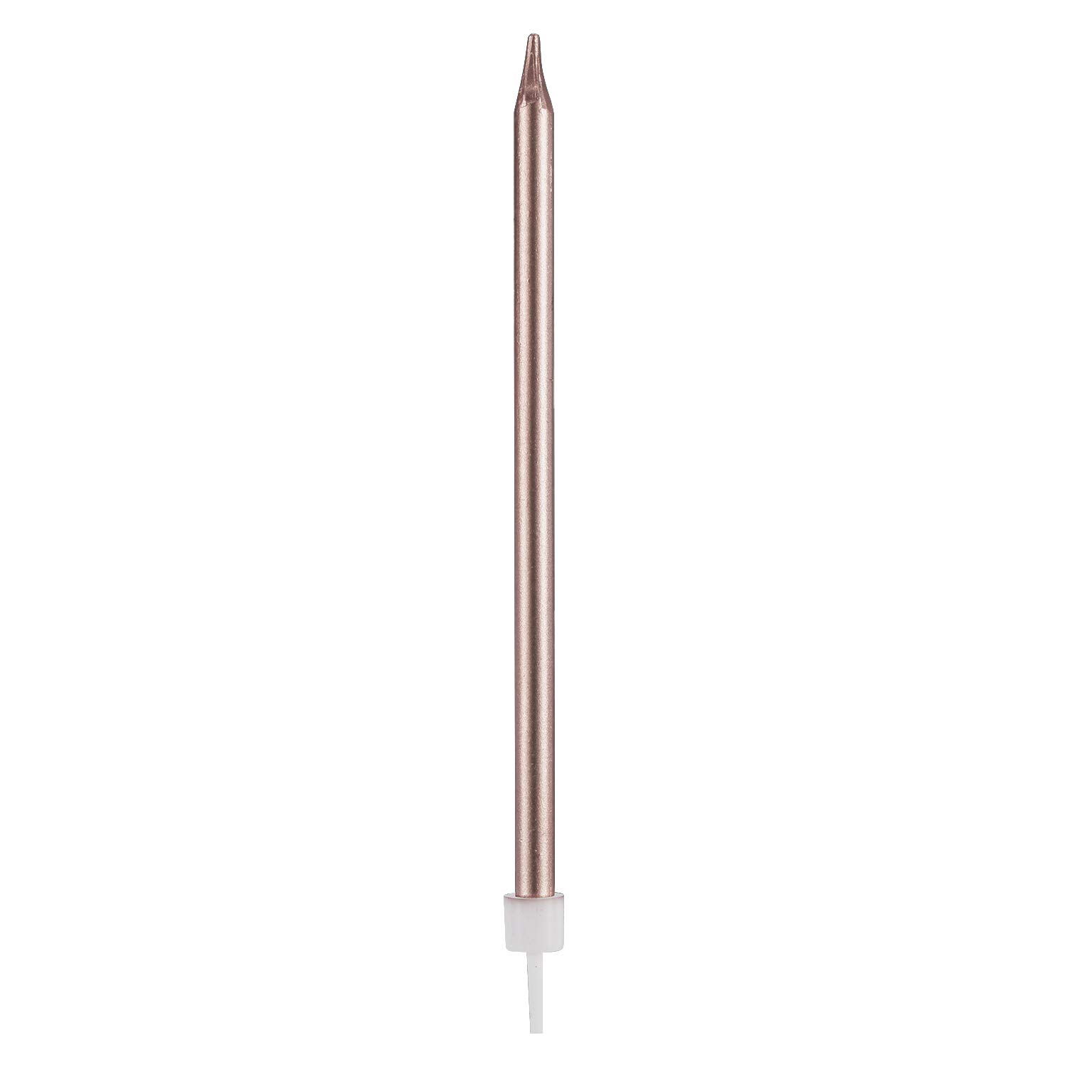 24 Count Metallic Rose Gold Birthday Candles with Holders - Tall Thin Cake & Cupcake Candles for Birthday, Wedding, Party Decorations | Perfect for Cakes, Cupcakes, and Special Event Centerpieces