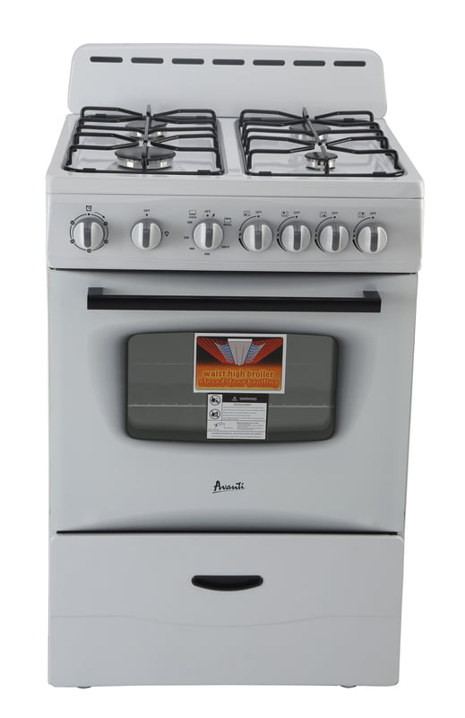 Avanti GR2414CW 24-Inch Gas Range - 4 Burner Compact Stove with Oven for Small Kitchens & Apartments - Perfect for Cooking, Baking & Family Meals