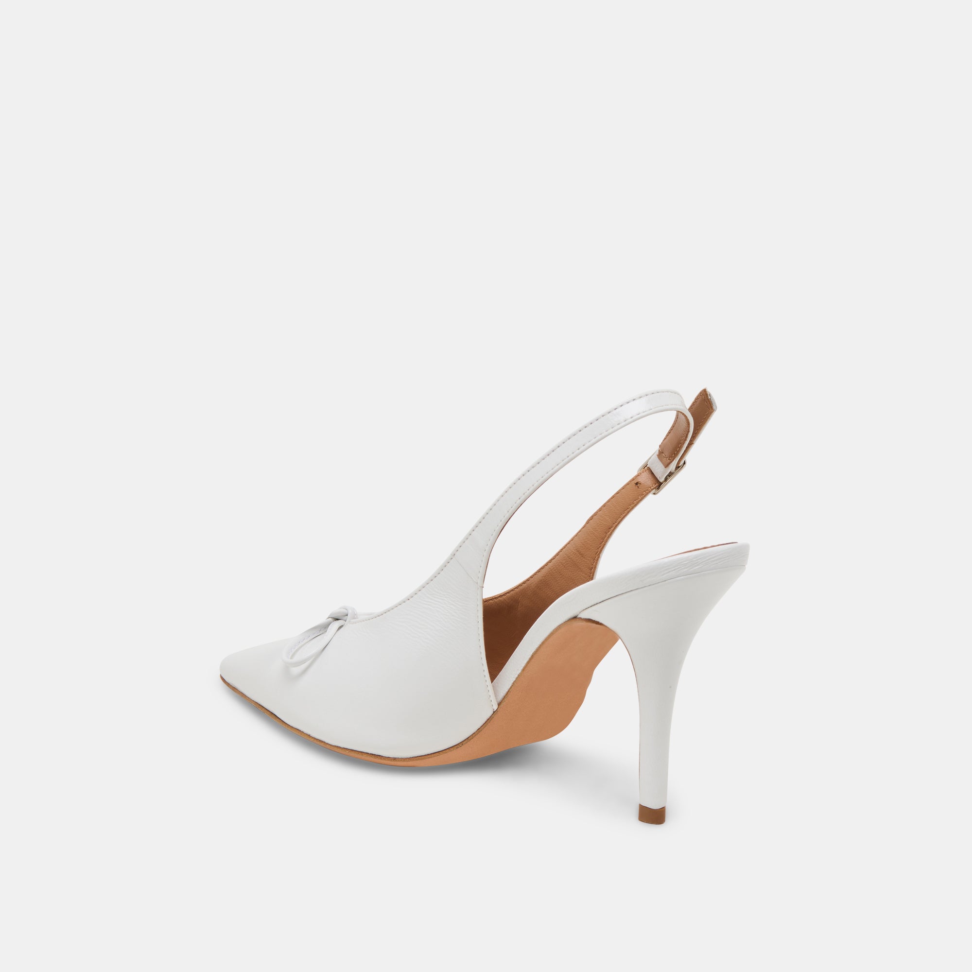 GEENA Women's White Leather Heels - Stylish High Heel Pumps for Office, Party & Evening Wear