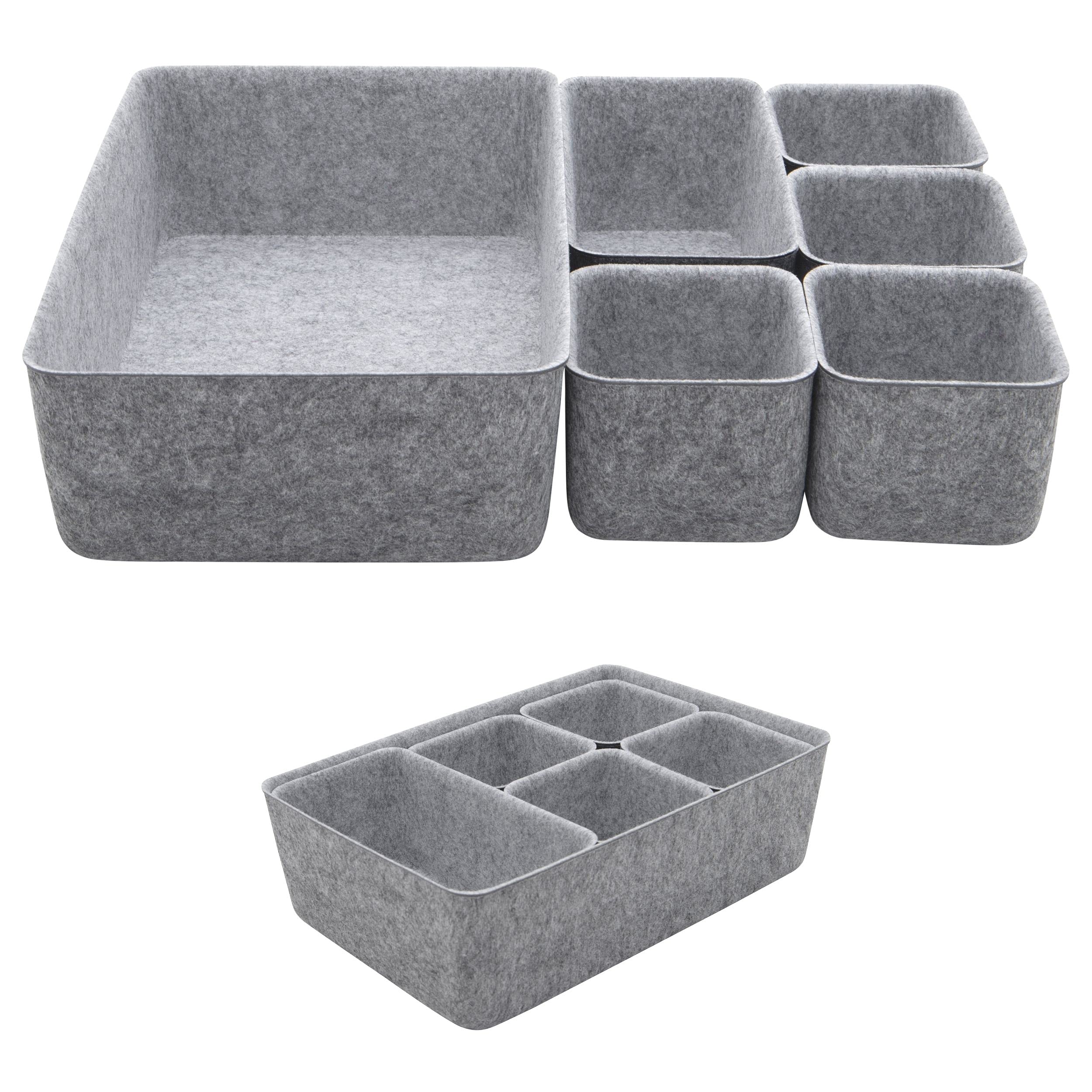 Teeo Baby Clothes Drawer Organizer - 6-Pack Charcoal Storage Bins for Dresser, Closet & Office - Perfect for Lego, Toys, Cosmetics & Home Organization