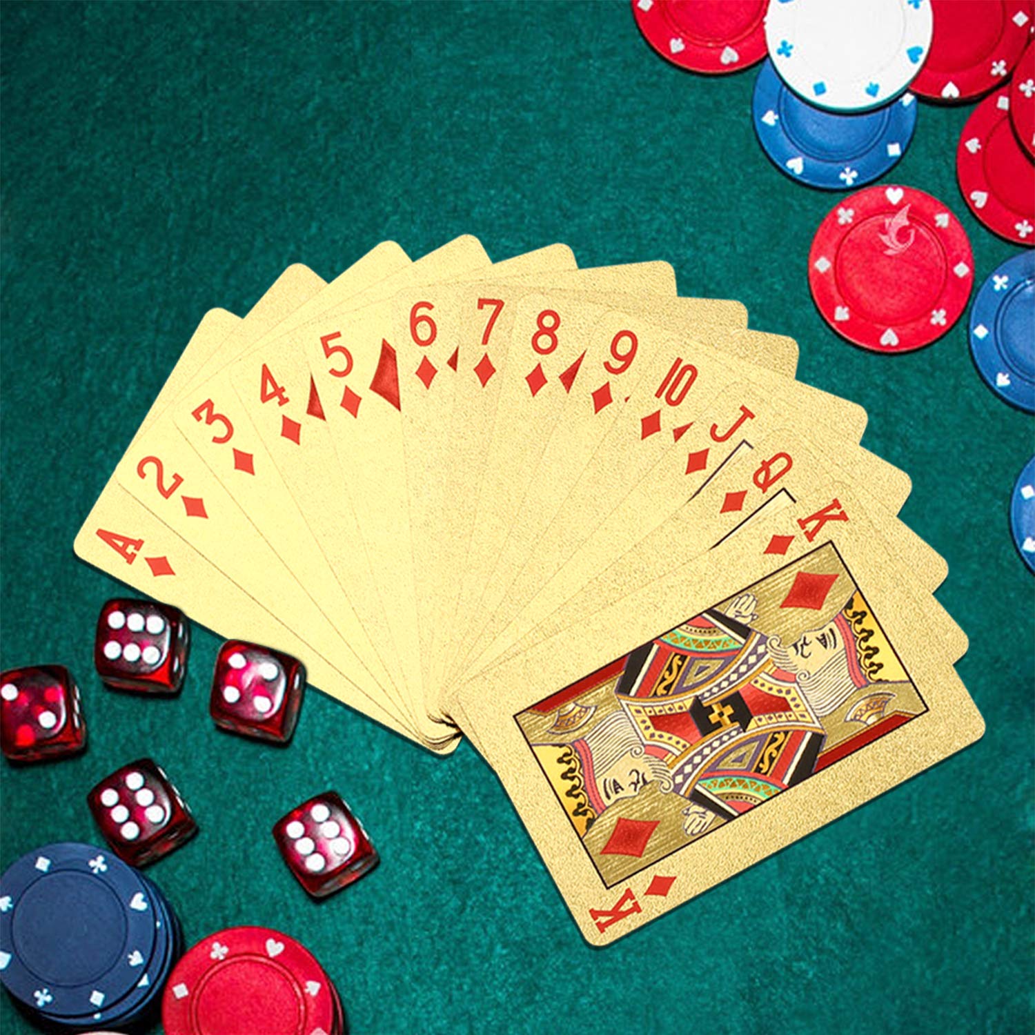 24K Gold Diamond Foil Poker Cards Set - 3 Decks Waterproof Plastic Playing Cards with Gift Box (Black, Gold, Rose Gold) - Perfect for Family Game Nights, Poker Parties & Magic Tricks