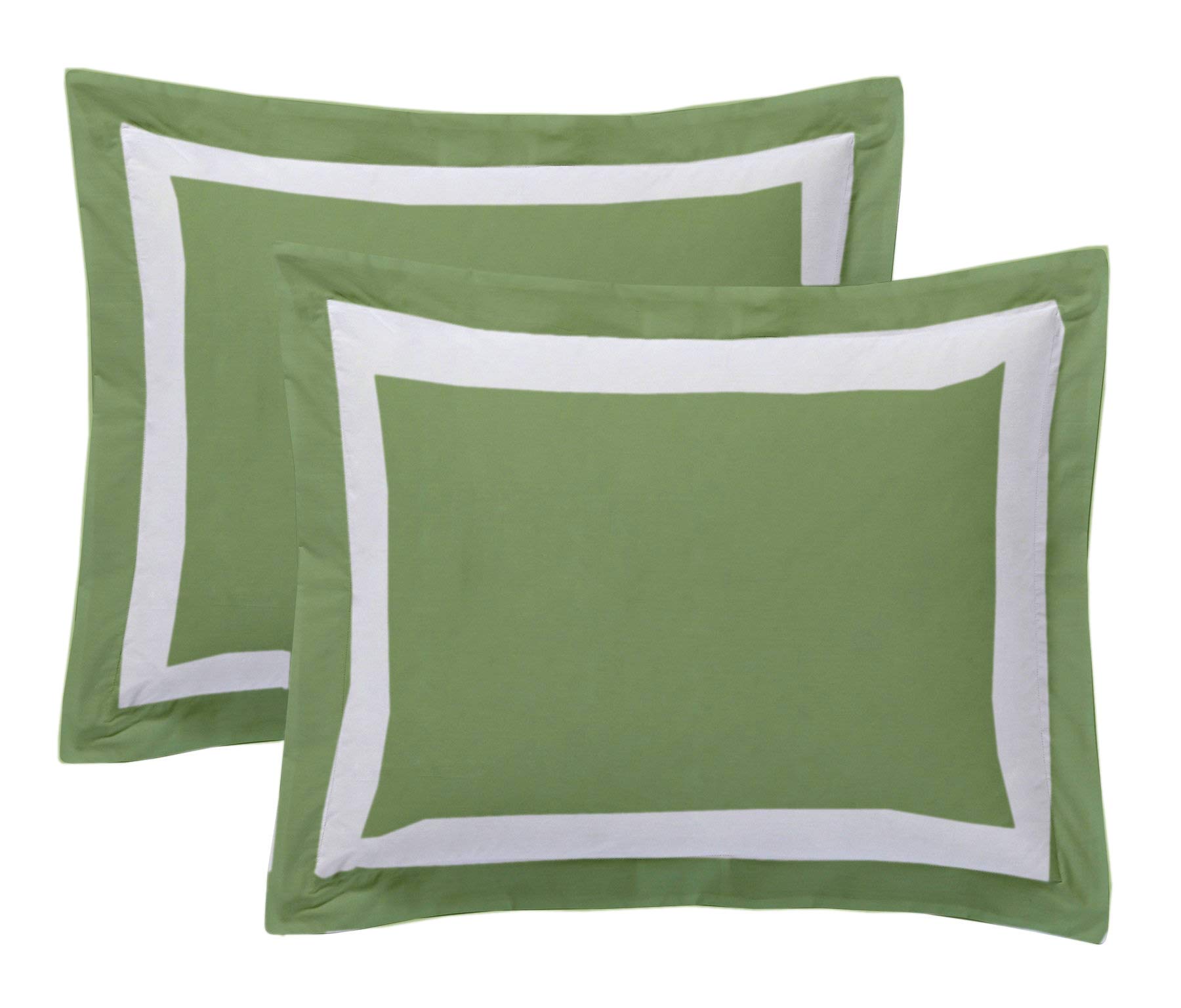Premium 2-Piece Moss Dual Tone Pillow Sham Set - 650 Thread Count 100% Organic Cotton - Soft Luxury European Size 24x24 Inch Decorative Cushion Cover - Perfect for Bedroom, Living Room & Sofa Decor