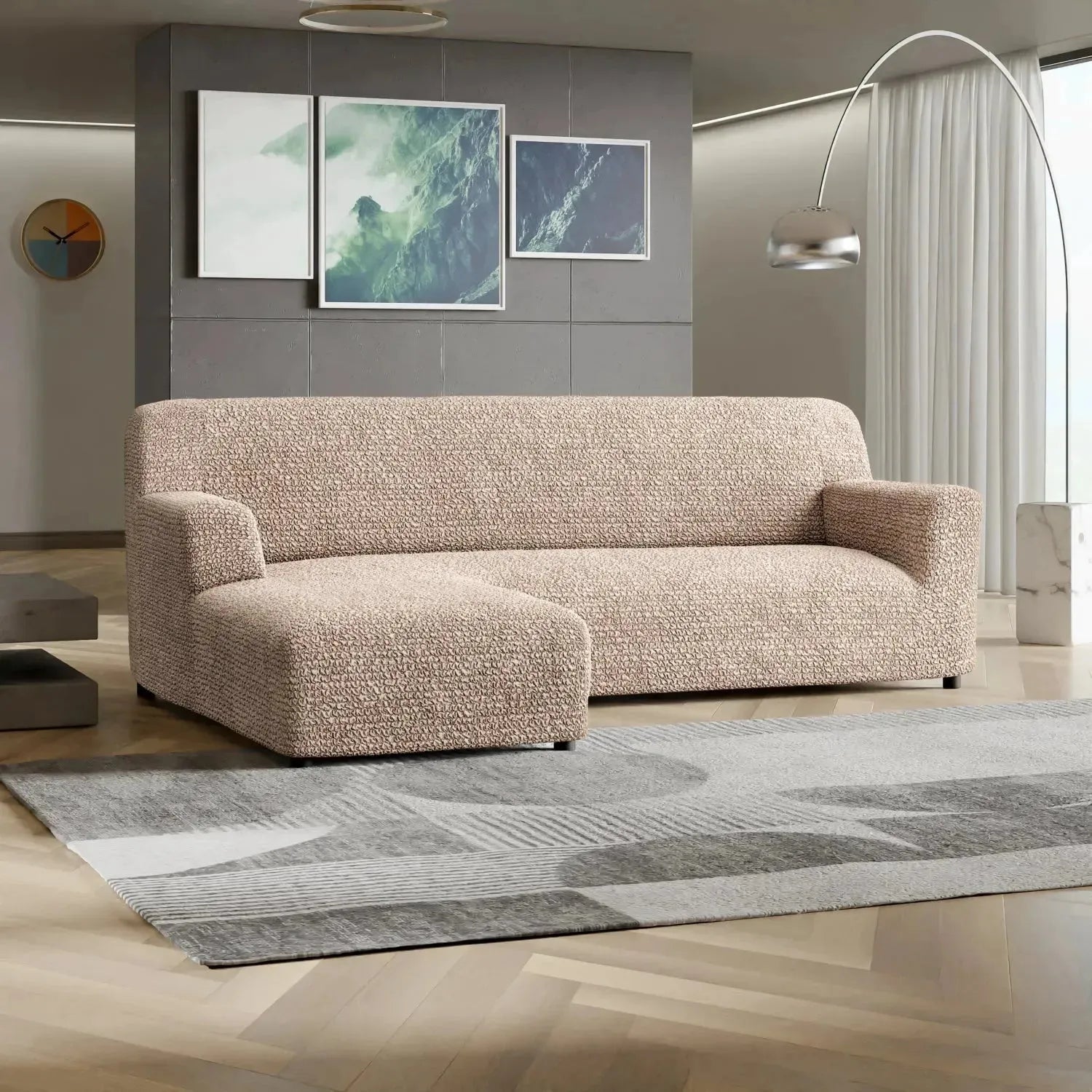 L-Shaped Sofa Slipcover with Left Chaise - Soft Microfiber Stretchable Couch Cover - Perfect for Living Room, Sectional Sofa Protection & Home Decor Upgrade