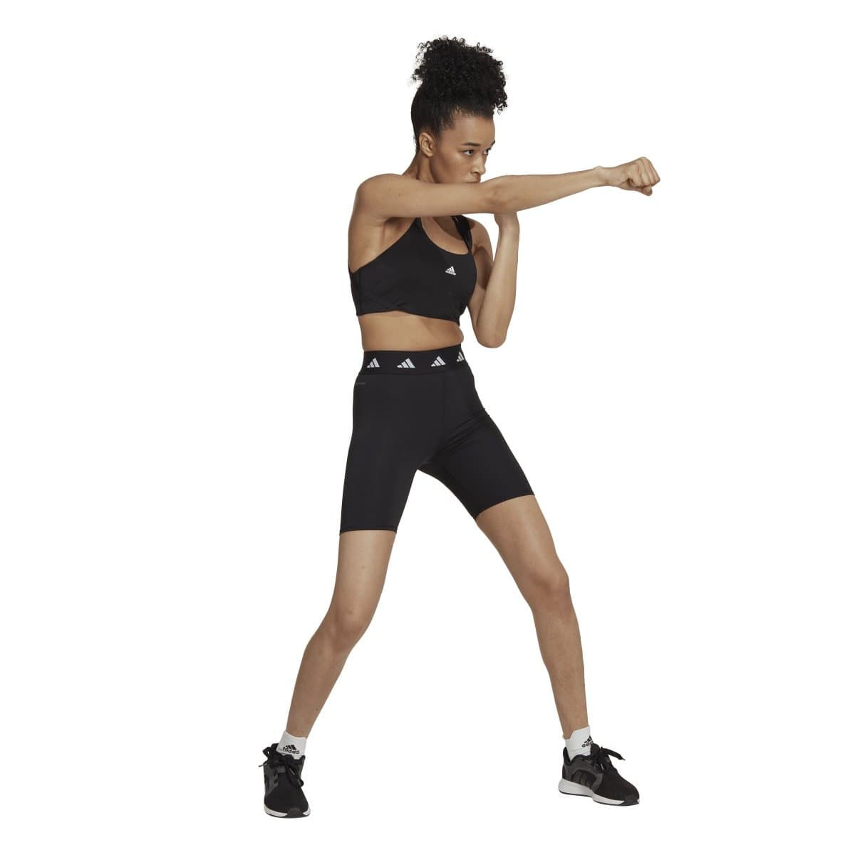 Adidas Women's TechFit Black Bike Short Tights - High-Performance Workout & Cycling Leggings for Running, Gym, and Yoga