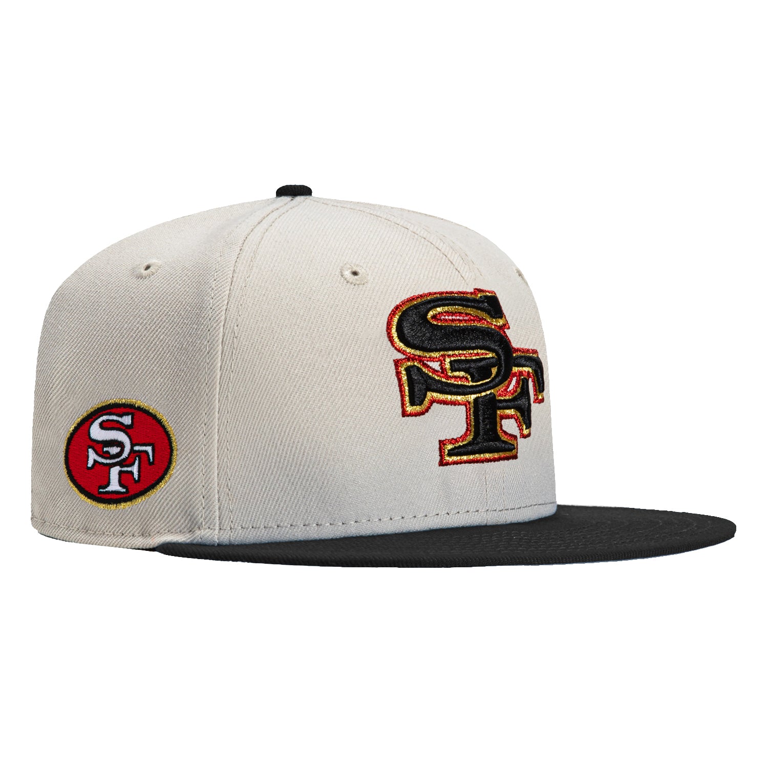 New Era 59Fifty San Francisco 49ers Snapback Hat with Embroidered Logo - Black Stone Dome Cap for NFL Fans, Streetwear & Game Day Outfits