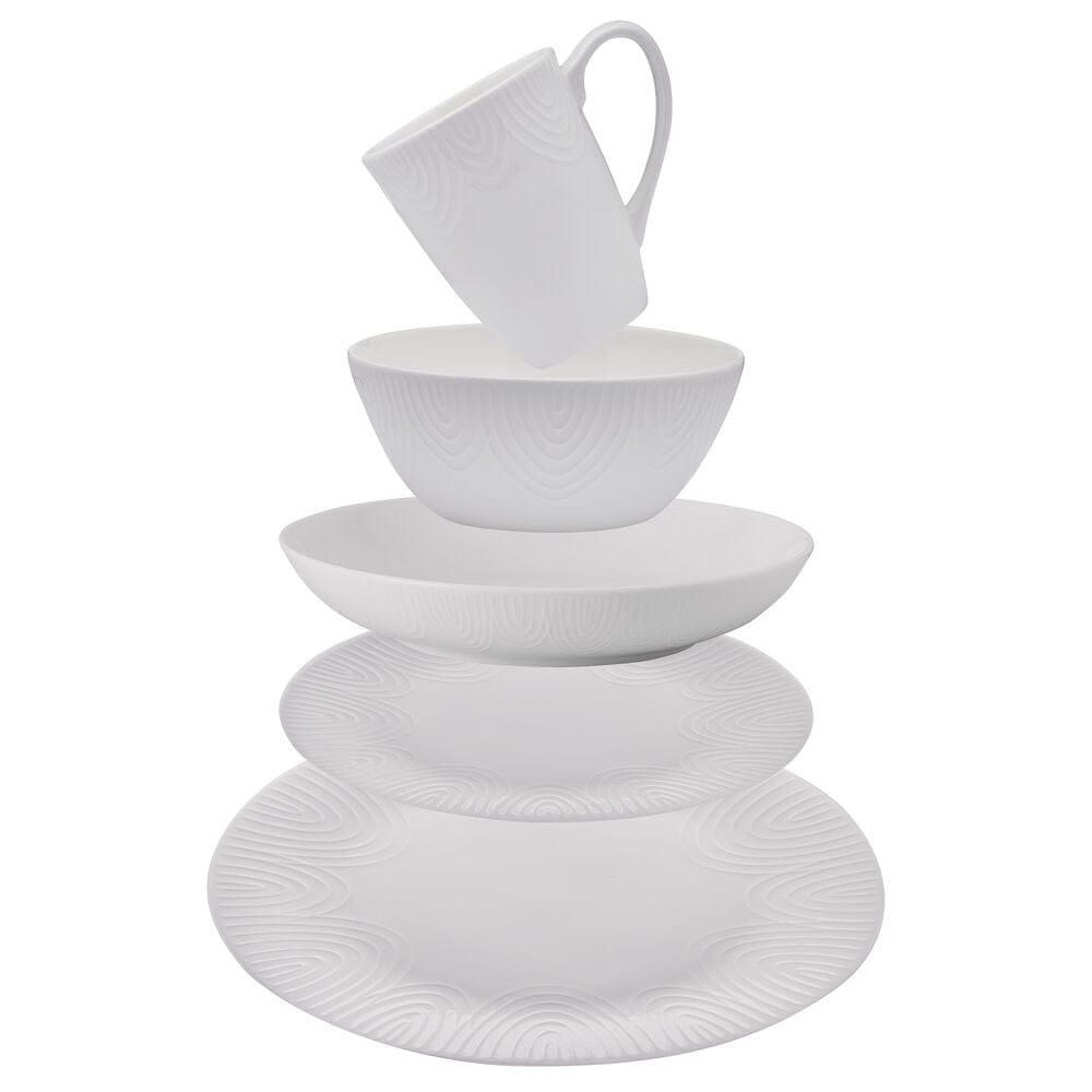 40-Piece Catalina Dinnerware Set - Service for 8 - Elegant Porcelain Plates, Bowls & Mugs - Perfect for Family Dinners, Entertaining Guests & Holiday Gatherings