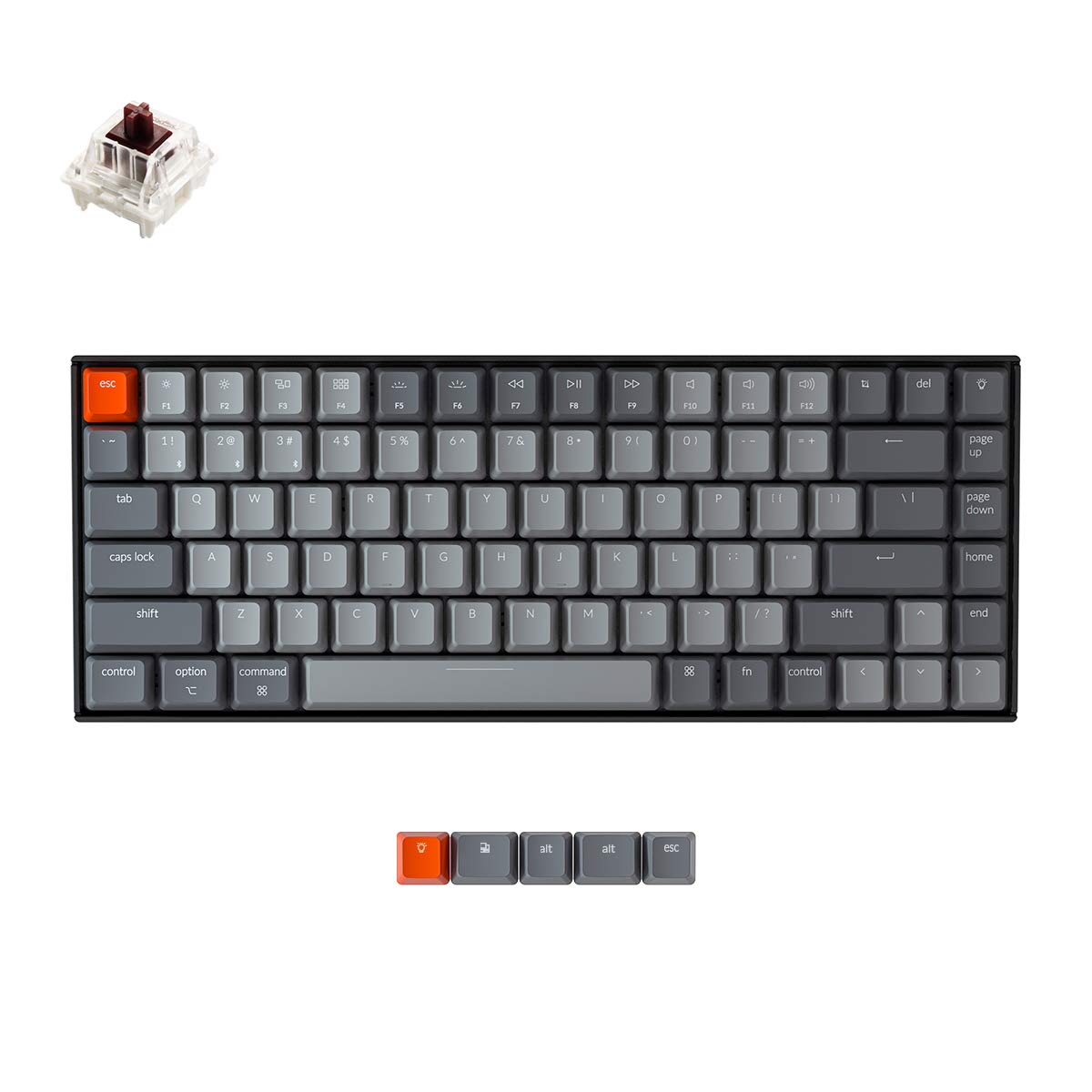 Keychron K2 Wireless Bluetooth/USB Wired 84-Key Compact Mechanical Gaming Keyboard - Gateron G Pro Brown Switches, White LED Backlight, N-Key Rollover for Mac & Windows (Plastic Frame, Version 2) - Perfect for Office Work, Gaming & Programming