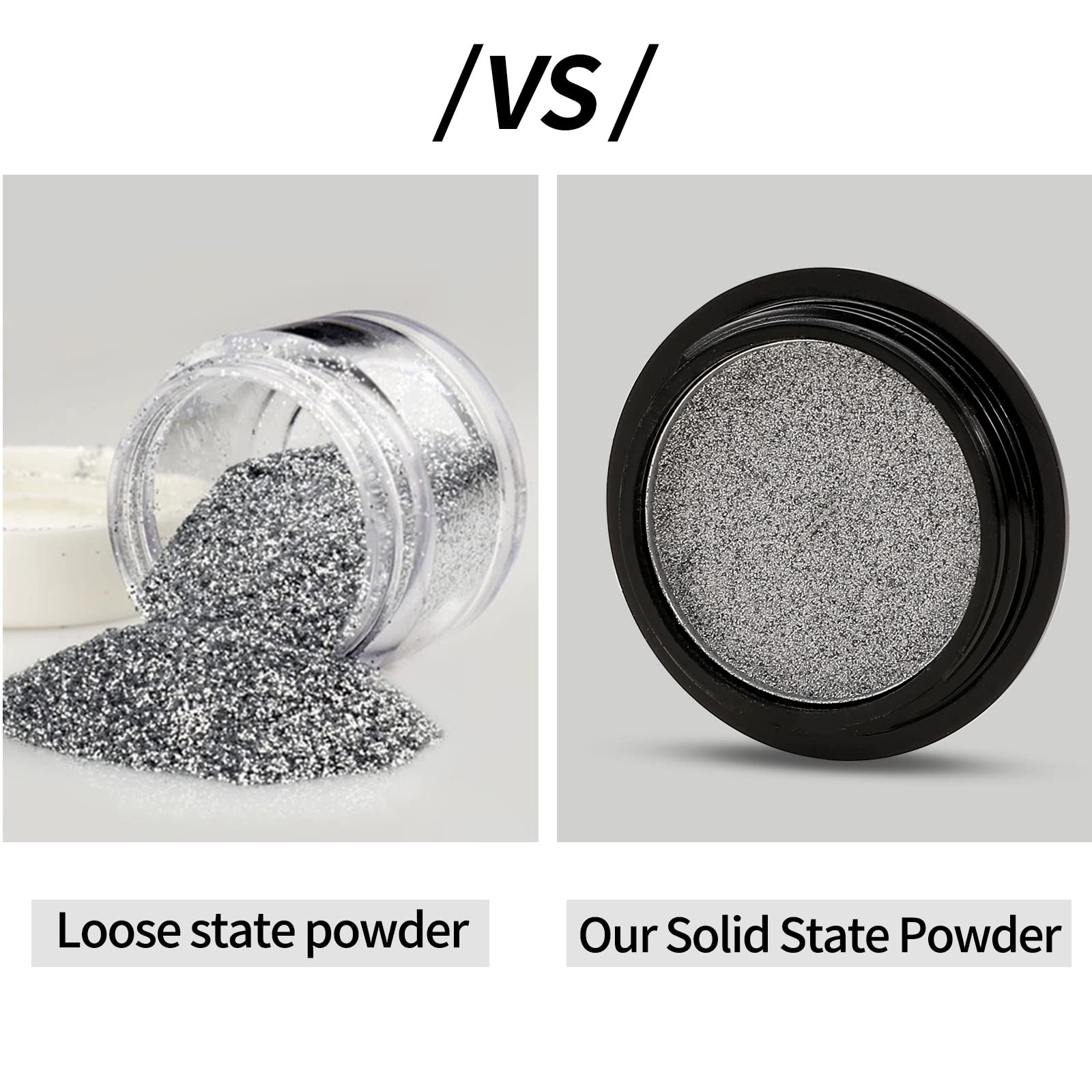 Boobeen Holographic Nail Powder Set - 2 Jars Mirror Chrome Nail Art Powder with Sponge Applicators for Metallic, Glitter & Neon Nail Designs | DIY Manicure, Salon Nails, Party & Special Occasion Makeup
