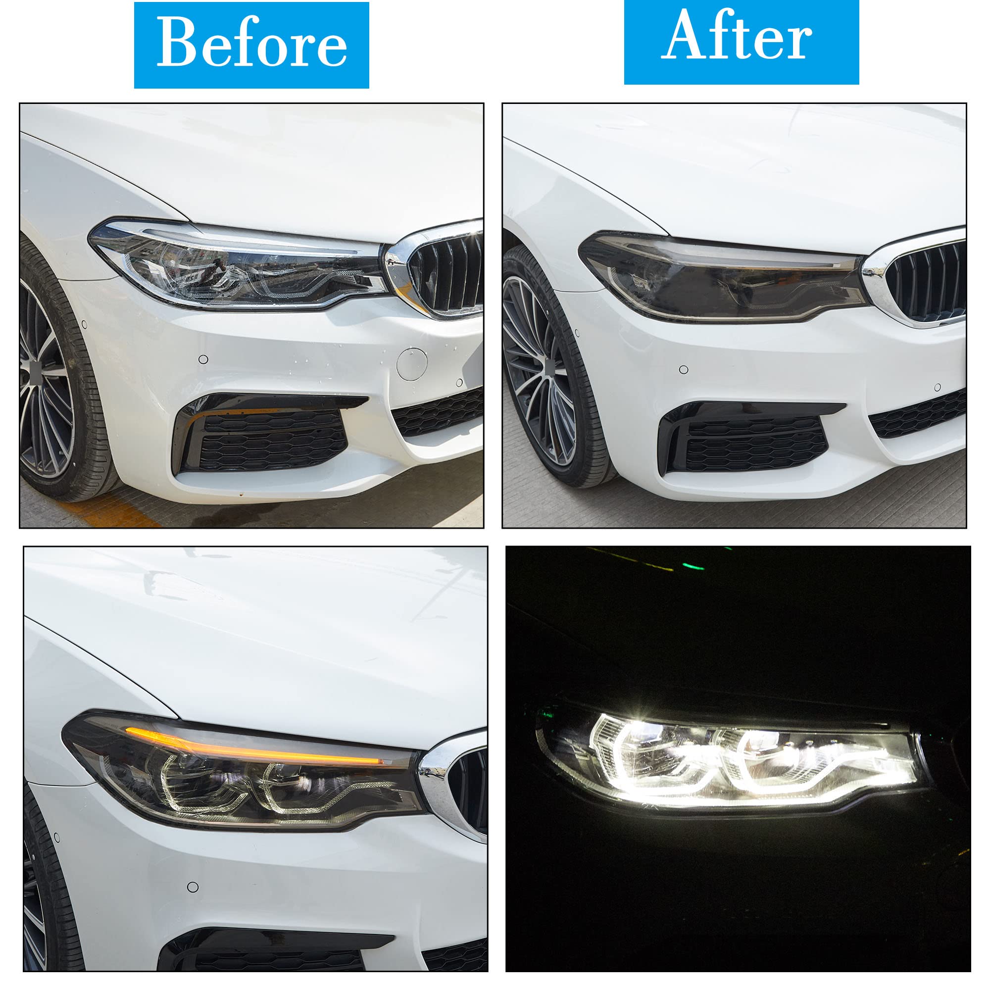 TOMALL 78.7''x12'' Light Black Vinyl Film for Car Headlight, Taillight & Fog Lights - Self-Adhesive Tint Decals for Sports Car Modification - Perfect for Night Driving & Custom Vehicle Styling