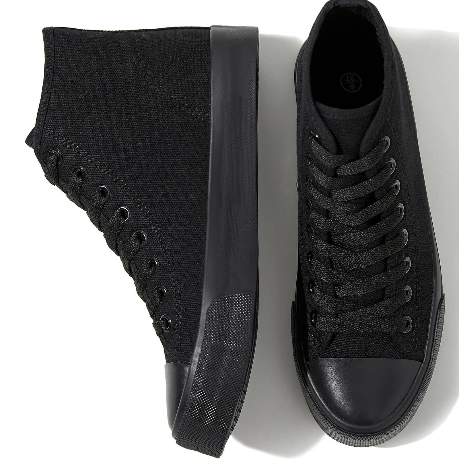 Uoidru Women's High Top Canvas Sneakers - White Lace-Up Fashion Shoes for Casual Wear | Perfect for Street Style, Work & Everyday Comfort