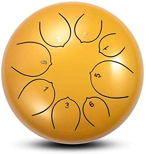 8 Inch Steel Tongue Drum 8 Notes Handpan Drum with Mallets, Tuning Stickers & Carry Bag - Gold Percussion Instrument for Yoga, Meditation, Music Therapy & Sound Healing Sessions