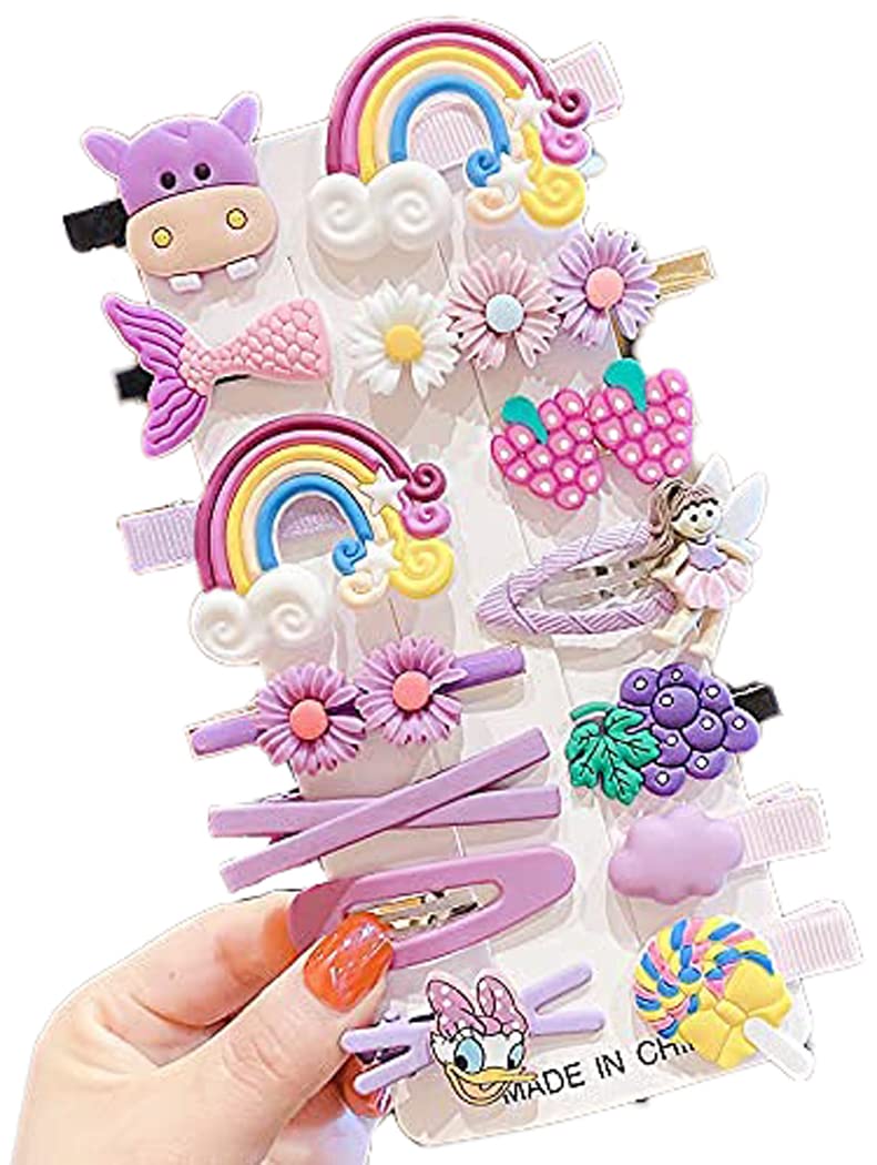 14 Pcs Multi Unicorn Ice Cream Hair Clips Set for Girls Toddlers - Cute Hair Barrettes Accessories (Purple) - Perfect for Birthday Gifts, School, Parties & Daily Styling