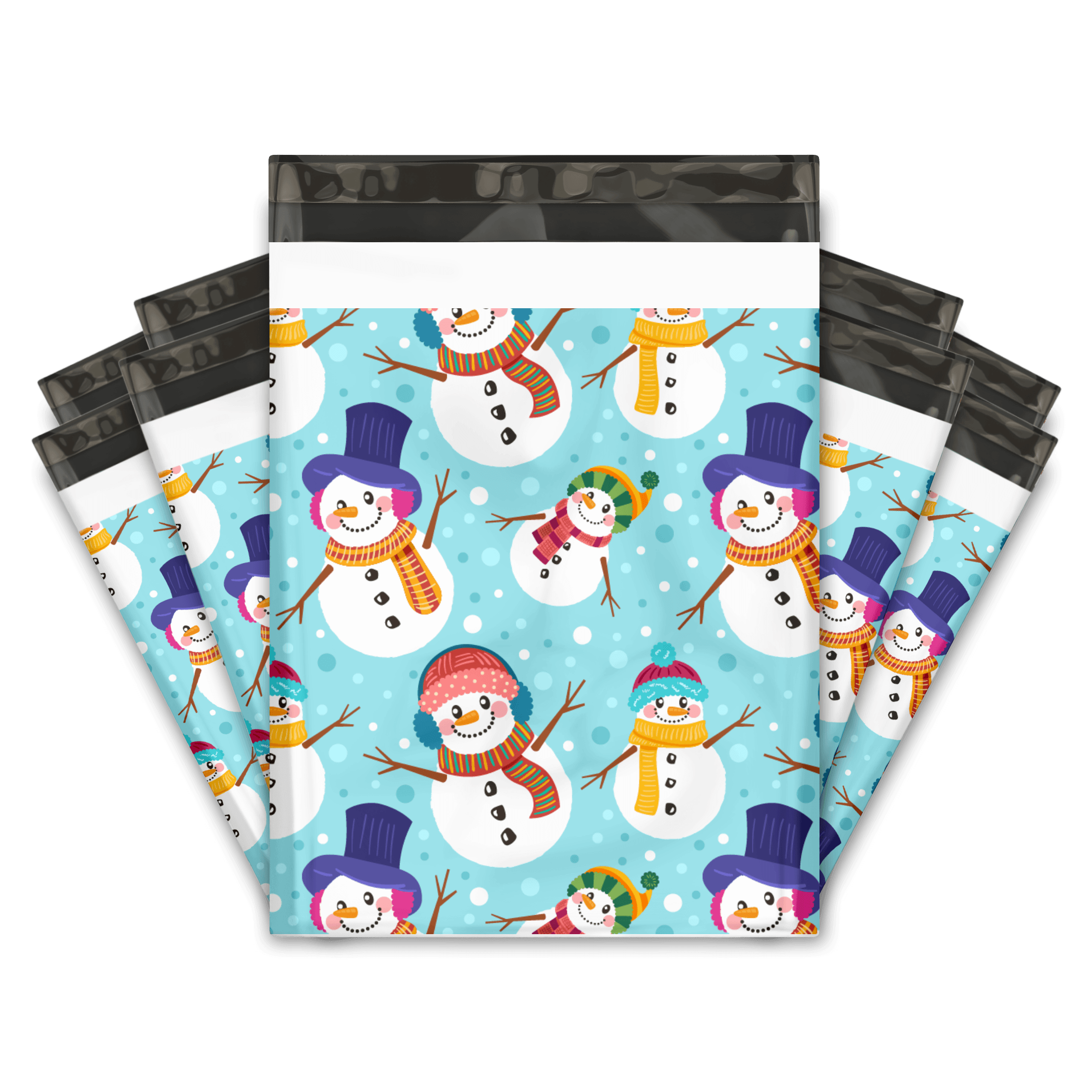 10x13 Inch Snowmen Themed Poly Mailers - Premium Printed Shipping Envelopes for Holiday Gifts, Ecommerce Packaging & Seasonal Deliveries