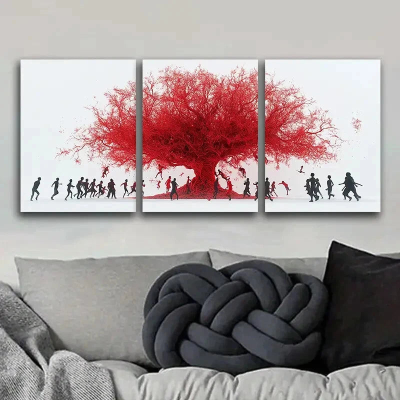 3pcs Mangroves and People Art Painting - Metal Print Wall Decor Ready to Hang - Perfect for Living Room, Bedroom & Office