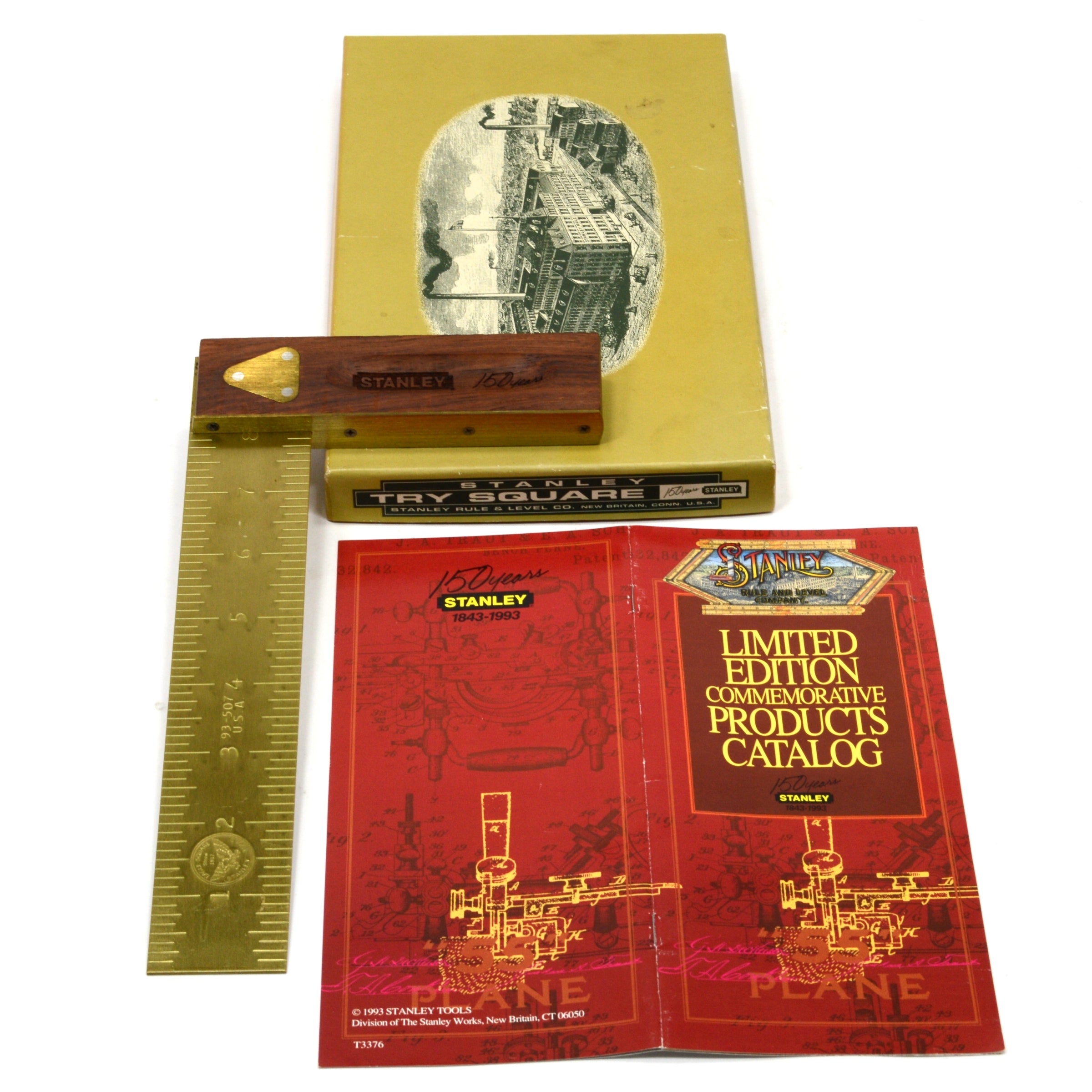STANLEY EAGLE TRY SQUARE #93-507 150th Anniversary Edition - Precision Measuring Tool for Woodworking & Metalworking - Includes Original Box & Documentation