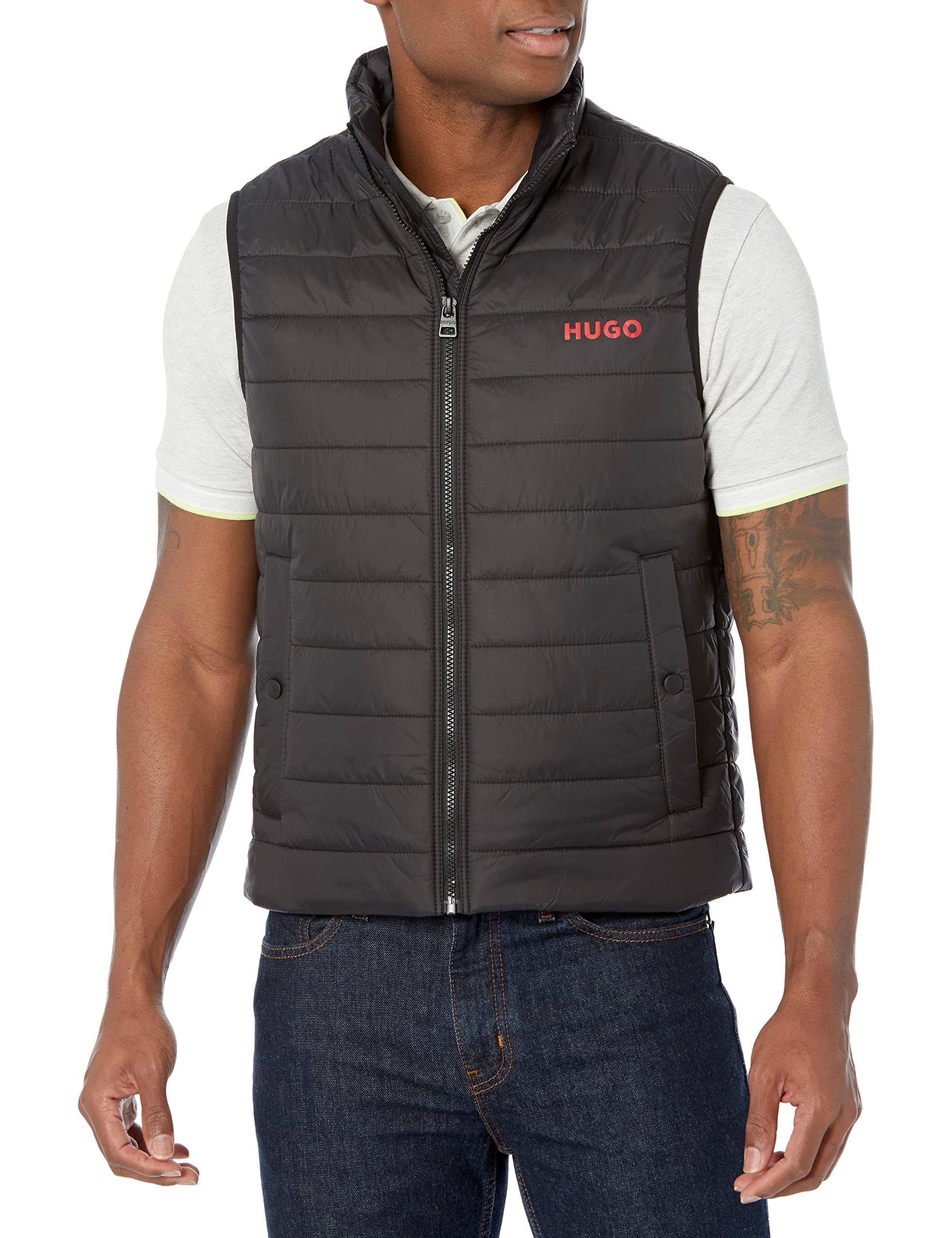 HUGO Men's Stand Collar Puffer Jacket - Lightweight Winter Coat, Waterproof Down Jacket for Outdoor Activities | Perfect for Hiking, Skiing & Cold Weather Fashion