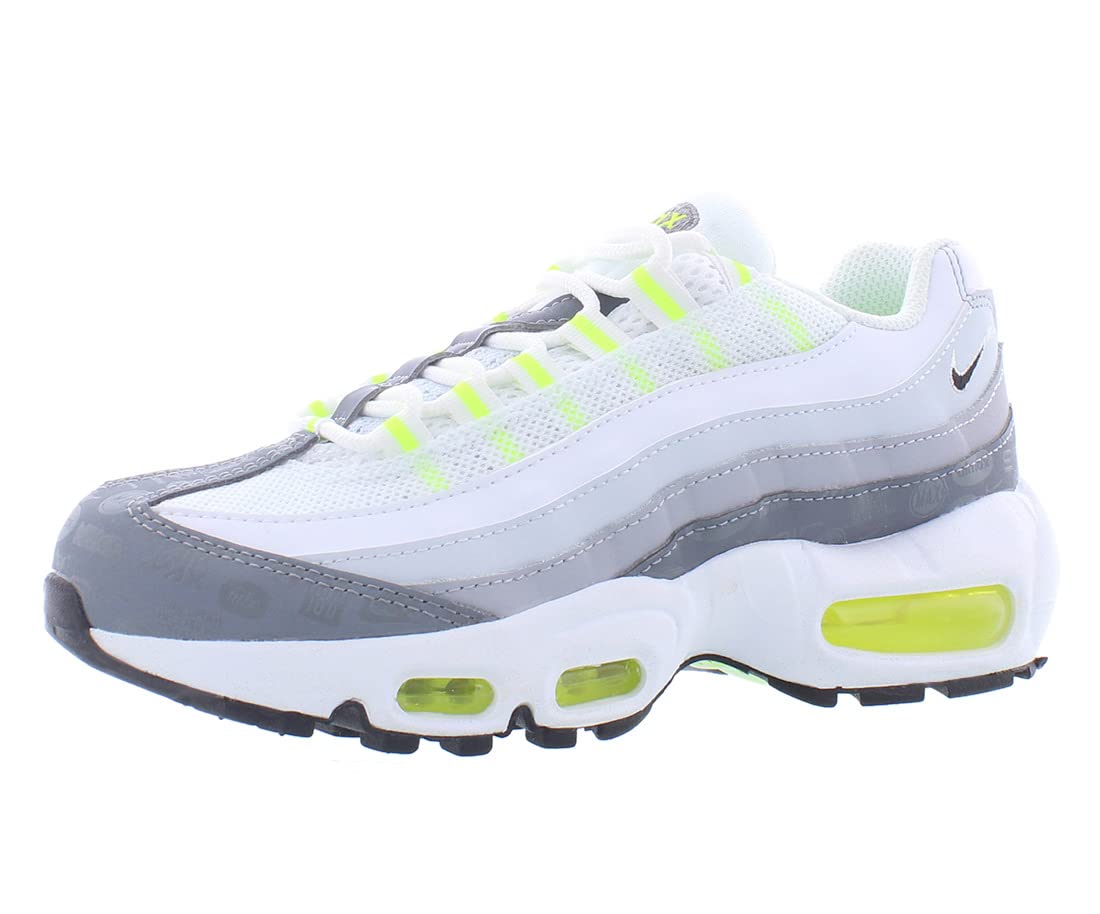 Nike Air Max 95 Recraft Sneakers for Boys - Big Kids Size 6.5 M US - White/Black/Cool Grey/Wolf Grey - Lightweight Running Shoes for School, Sports & Everyday Wear