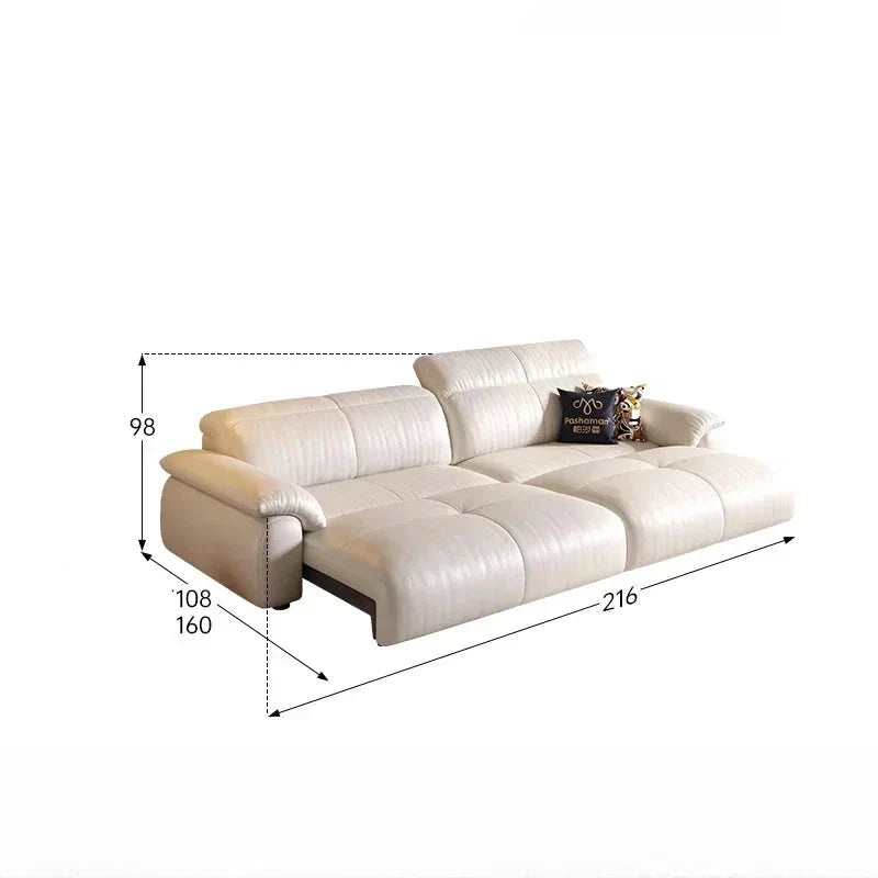 Remote Control Reclining Leather Sectional Sofa - Power Adjustable Headrest & Lumbar Support for Living Room, Home Theater & Family Lounge