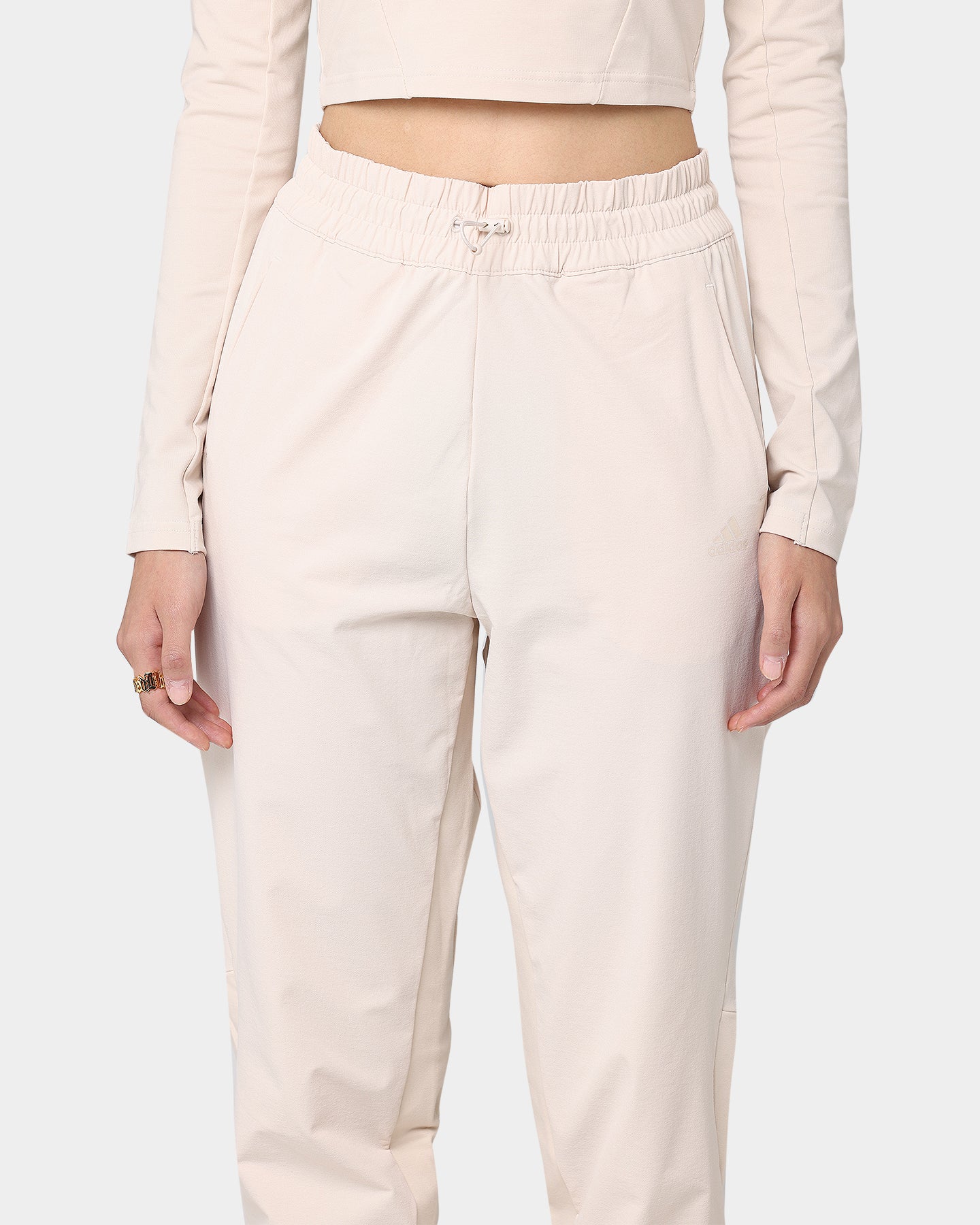 Adidas Women's Swarovski Crystal Embellished Halo Ivory Yoga Pants - Perfect for Yoga, Gym Workouts & Casual Wear
