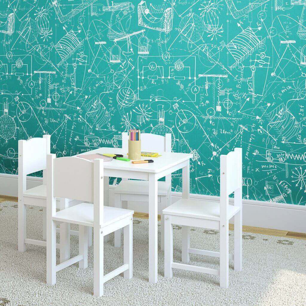 Blue Graph Children's Peel and Stick Removable Wallpaper - Easy DIY Nursery Decor & Kids Room Wall Covering
