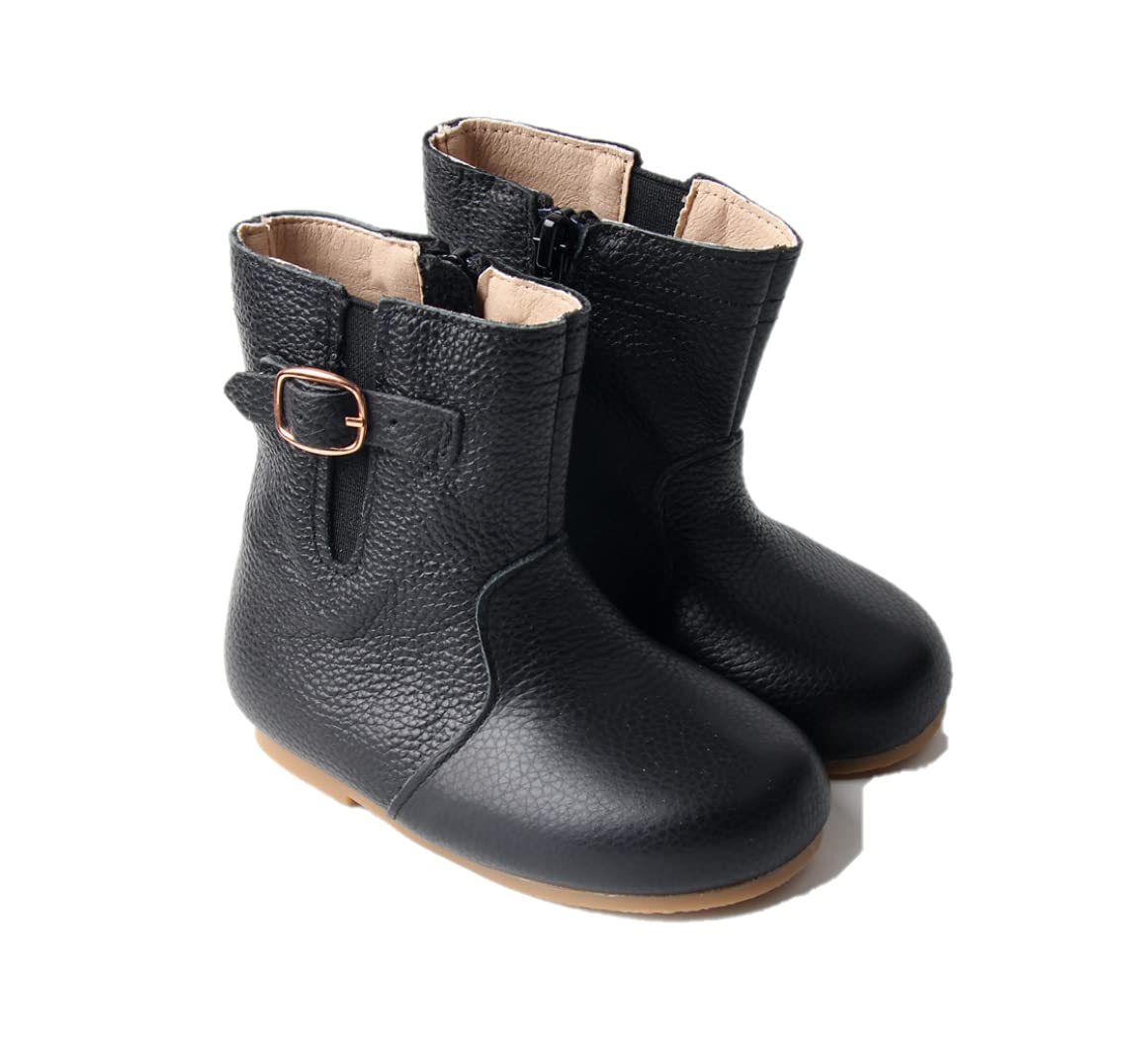 Starbie Genuine Leather Toddler Boots for Girls - Brown & Black Riding Boots for Preschoolers | Perfect for Outdoor Play, School & Winter Activities