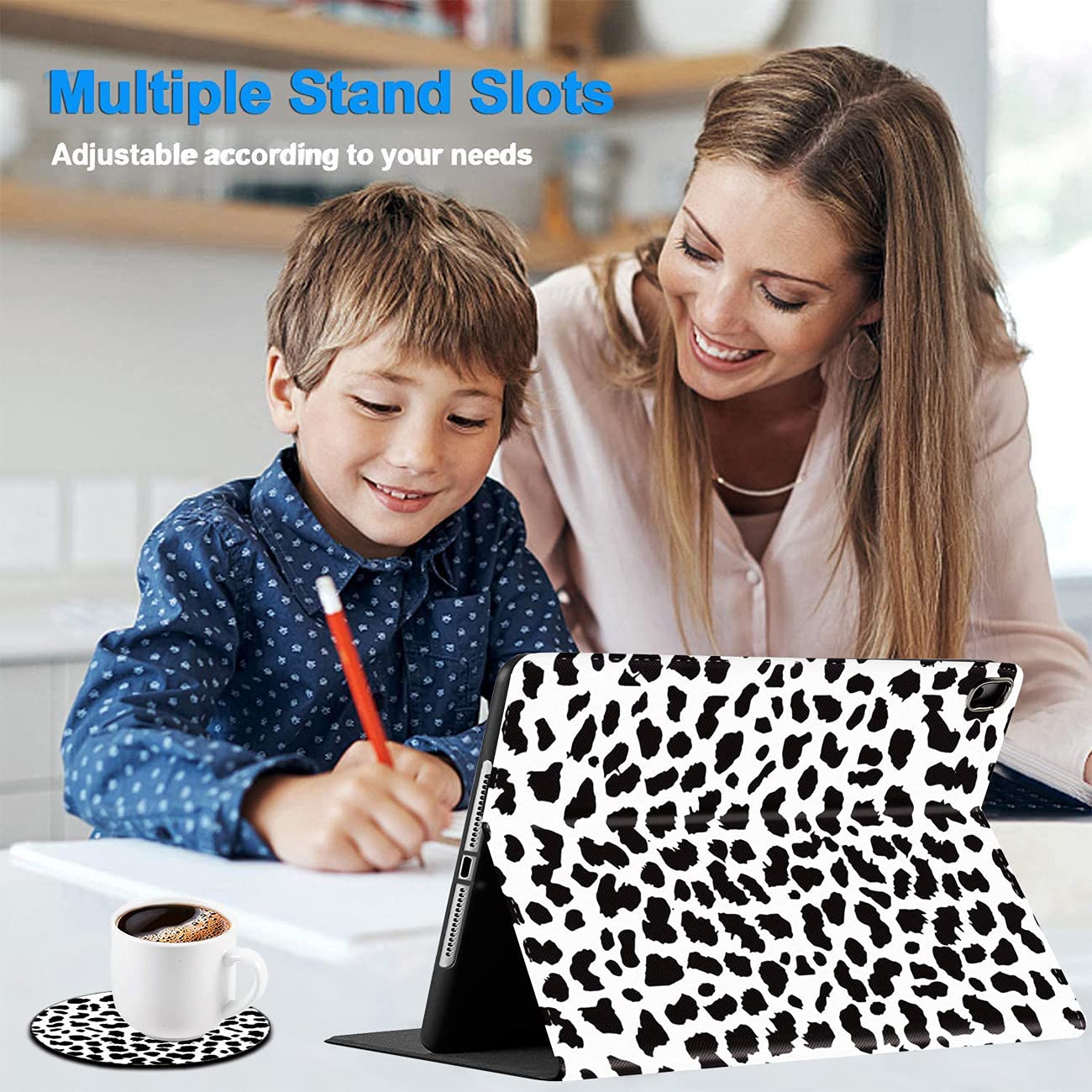 Shockproof iPad Case for iPad 10.2 (8th/7th Gen 2020/2019) & iPad Air 10.5 (2019) & iPad Pro 10.5 - Durable Protective Cover with Cute Polka Dot Print & Bonus Coasters Set - Perfect for Home, Office, and Travel Use