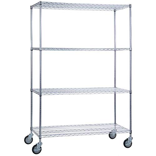 R&B Wire Products LC244868 24x48x68 Inch Heavy Duty Linen Cart with Adjustable Wire Shelves - Perfect for Laundry Room, Hotel Housekeeping & Hospital Storage Organization