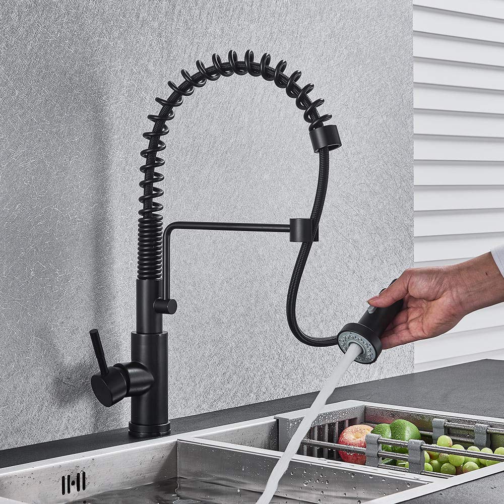Matte Black Pull Down Sensor Kitchen Faucet with Smart Touch Control - Sensitive Touchless Water Mixer Tap for Modern Kitchen Sink, Ideal for Cooking, Washing Dishes and Hands-Free Cleaning