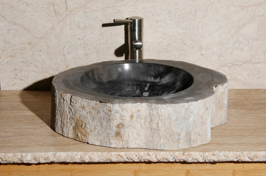 Natural Petrified Wood Bathroom Sink - 17