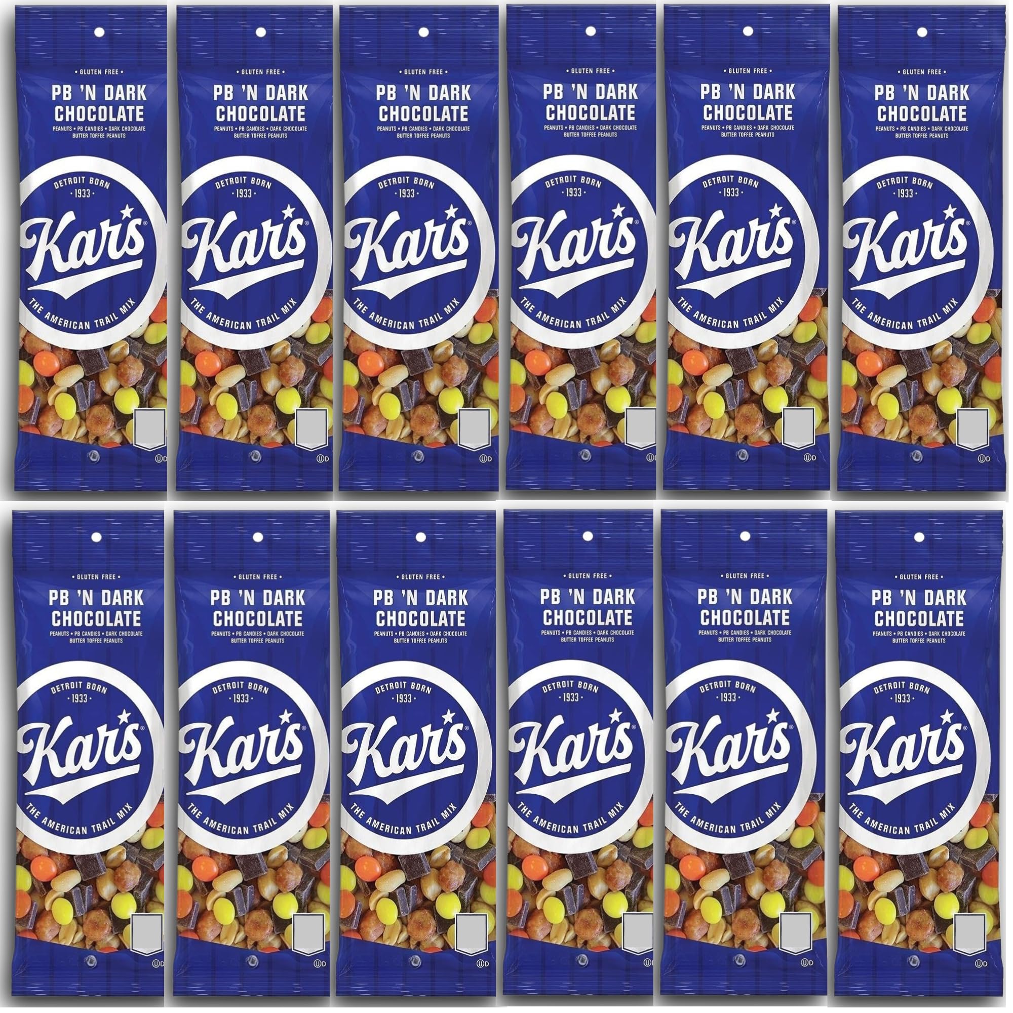 ONDAGO Snack Pack - Kars Nuts Peanut Butter & Dark Chocolate Trail Mix – 1.25 oz Individual Packs (12 Count) – Gluten-Free, Non-GMO, Healthy Snacks for Hiking, Camping & Office Break – Perfect On-The-Go Energy Boost