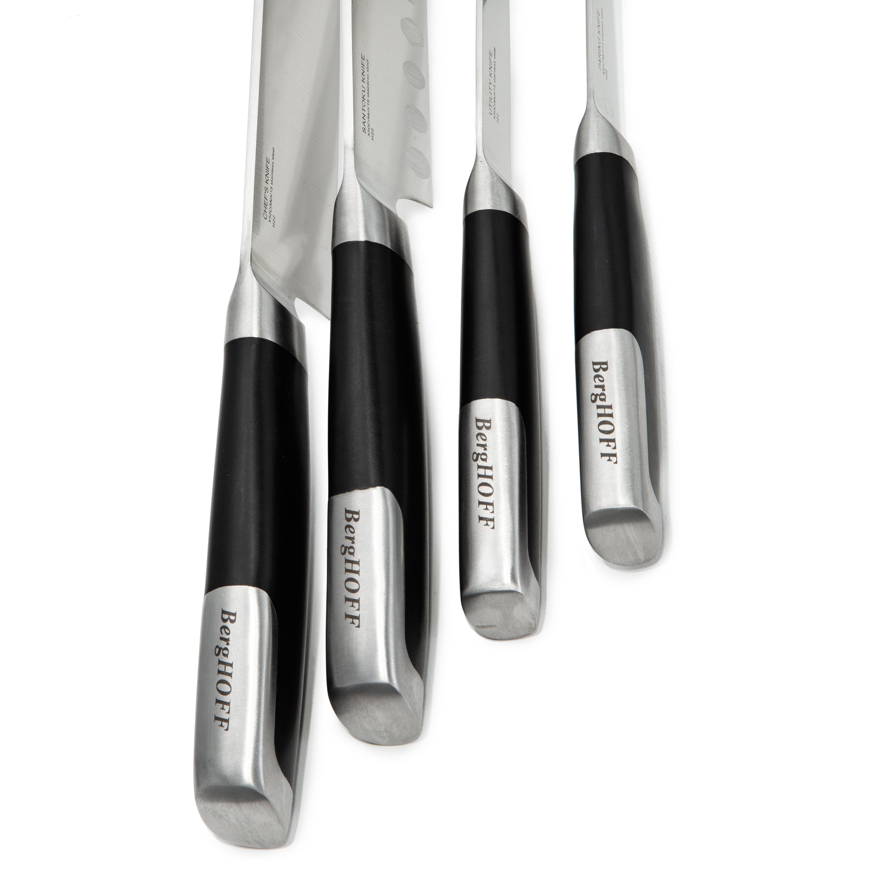 BergHOFF Leo Graphite 4-Piece Stainless Steel Cutlery Set - Knife, Fork, Spoon & Dessert Spoon - Elegant Modern Flatware for Dining, Kitchen & Gifting
