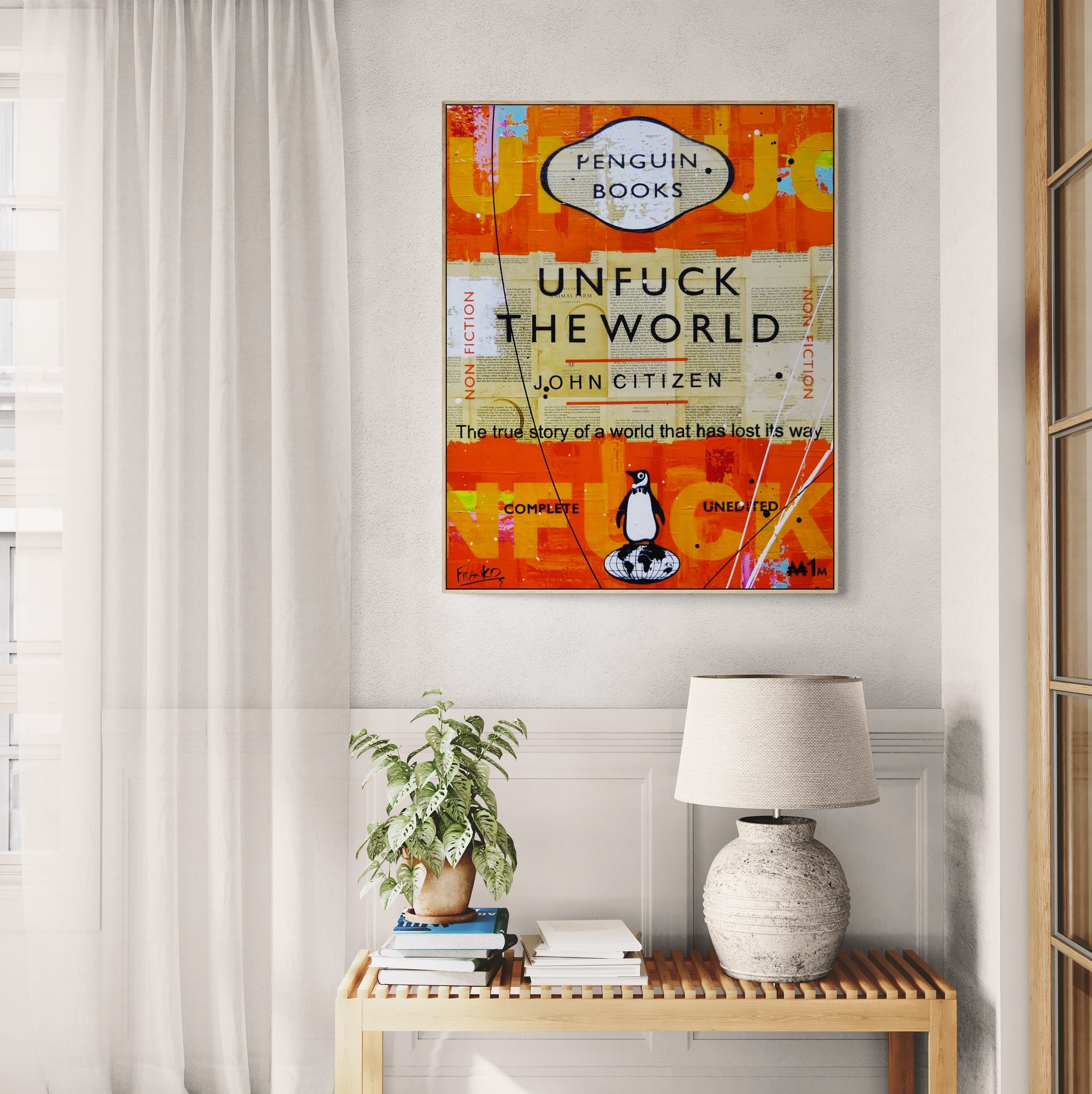 Mini World 60cm x 75cm Urban Pop Book Club Painting - Modern Abstract Wall Art for Living Room, Bedroom & Office Decor