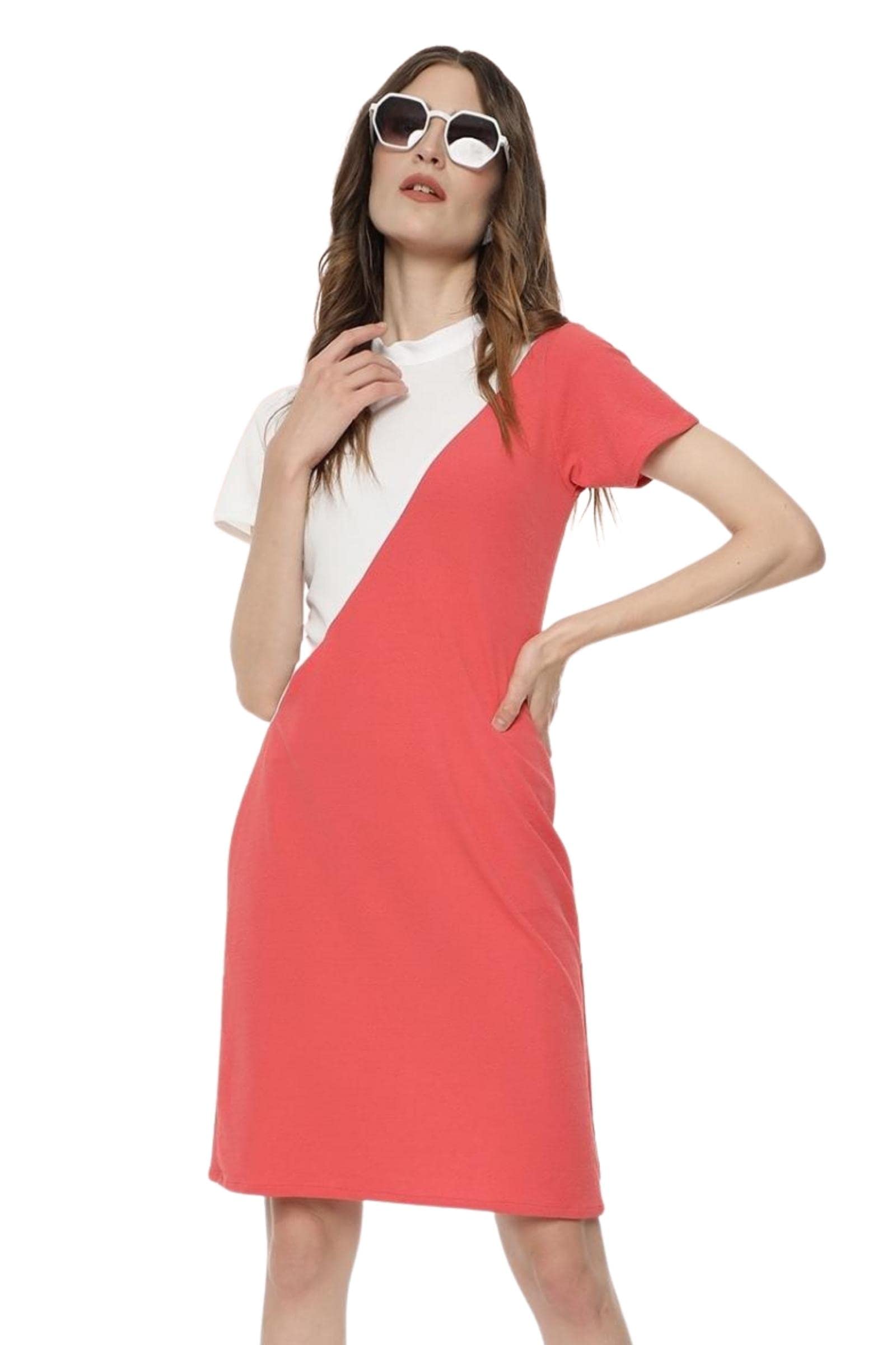 Elegant Short Sheath Color Block Dress for Women 2022 | Casual Party Cocktail Dress with Pockets | Perfect for Date Night, Office Wear & Special Occasions