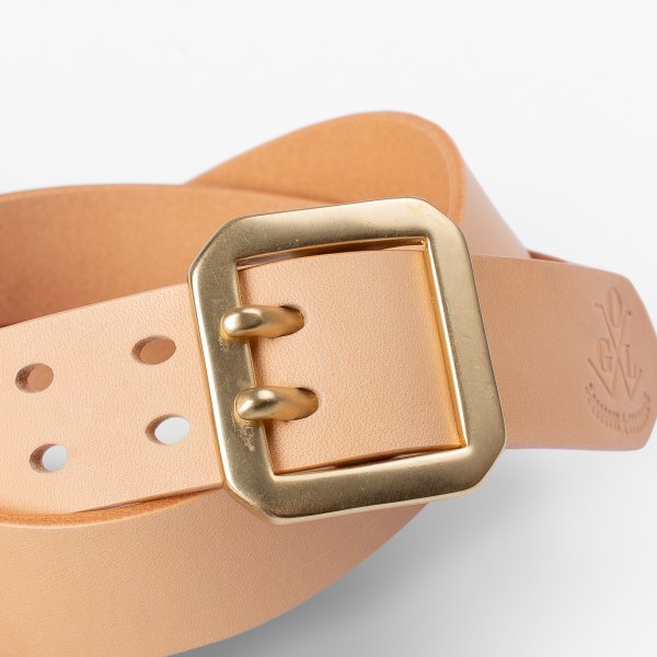 OGL Double Prong Garrison Buckle Leather Belt - Genuine Natural Leather for Men - Perfect for Casual Wear, Work & Outdoor Activities