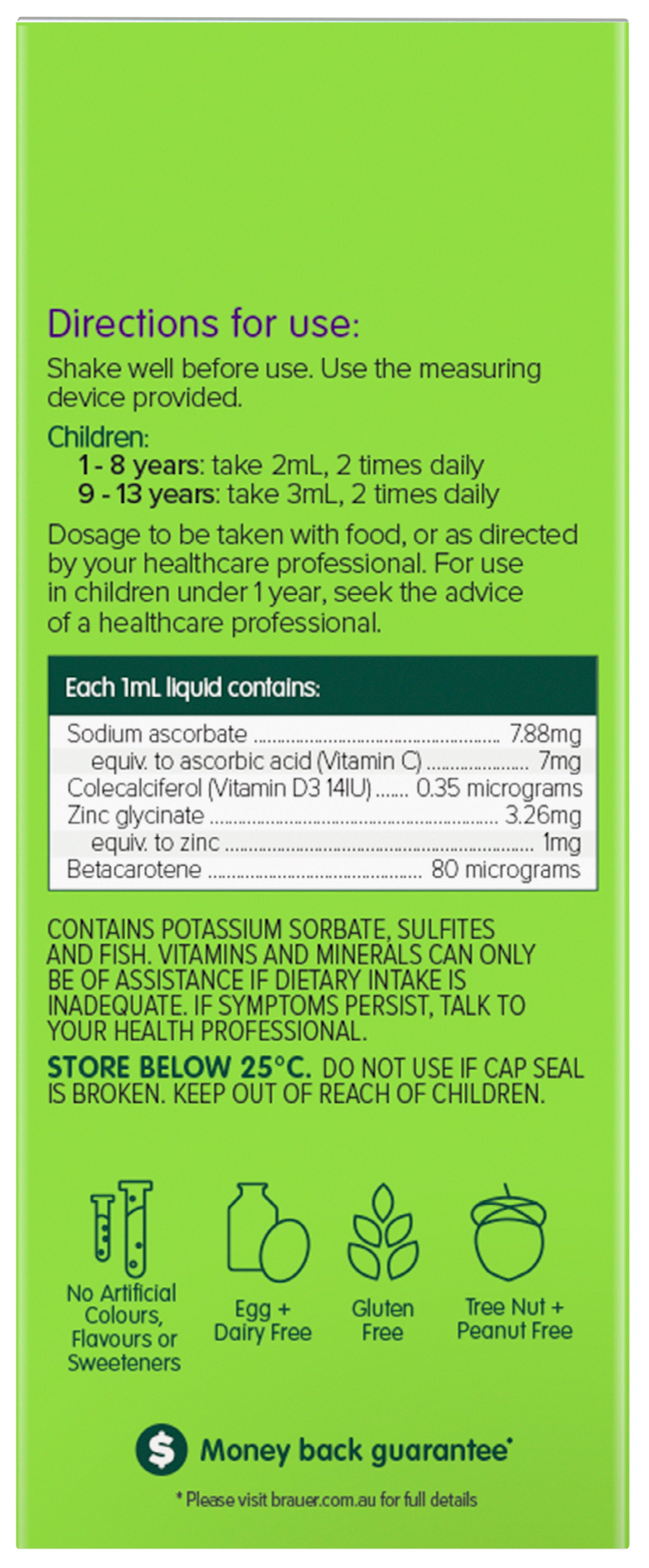 Brauer Baby & Kids Liquid Zinc Supplement - Immune Support for Infants & Children - Ideal for Cold & Flu Season, Daycare & School Immunity Boost