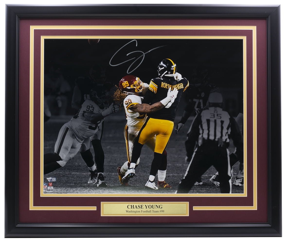 Chase Young Autographed Signed Washington Football Framed 16x20 Photo - Limited Edition Collectible for NFL Fans, Home & Office Decor, Sports Memorabilia Gift
