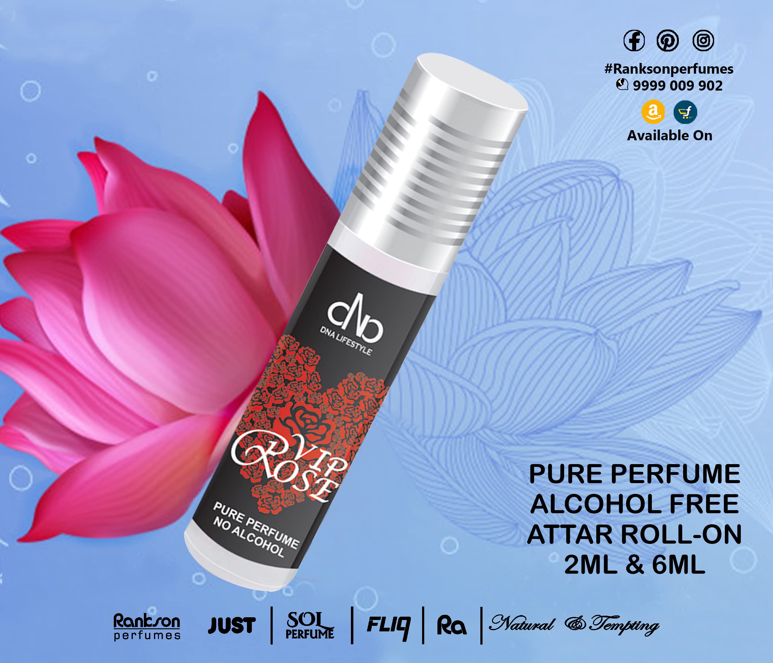 DNA Vip Rose Roll-On Perfume Oil - 2ml Concentrated Attar Fragrance (Pack of 12) - Long Lasting Aromatherapy for Women, Perfect for Daily Wear, Special Occasions & Gift Giving