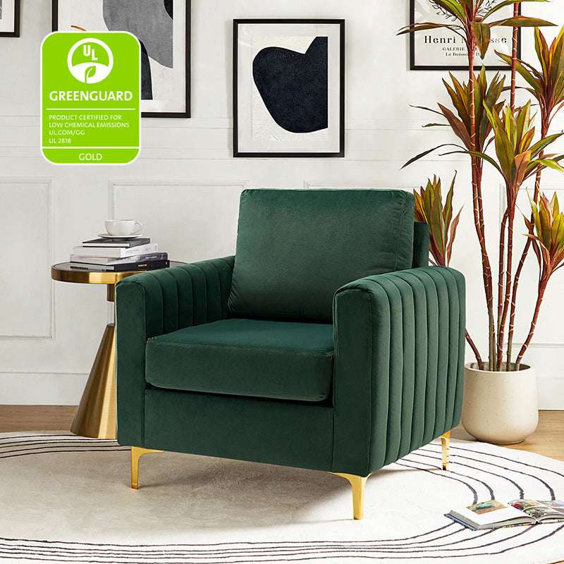 Luxury Didyme Velvet Club Armchair - Modern Accent Chair for Living Room, Bedroom & Office - Plush Upholstered Lounge Chair with Sturdy Wooden Legs - Perfect for Reading Nook, Home Theater & Cozy Spaces