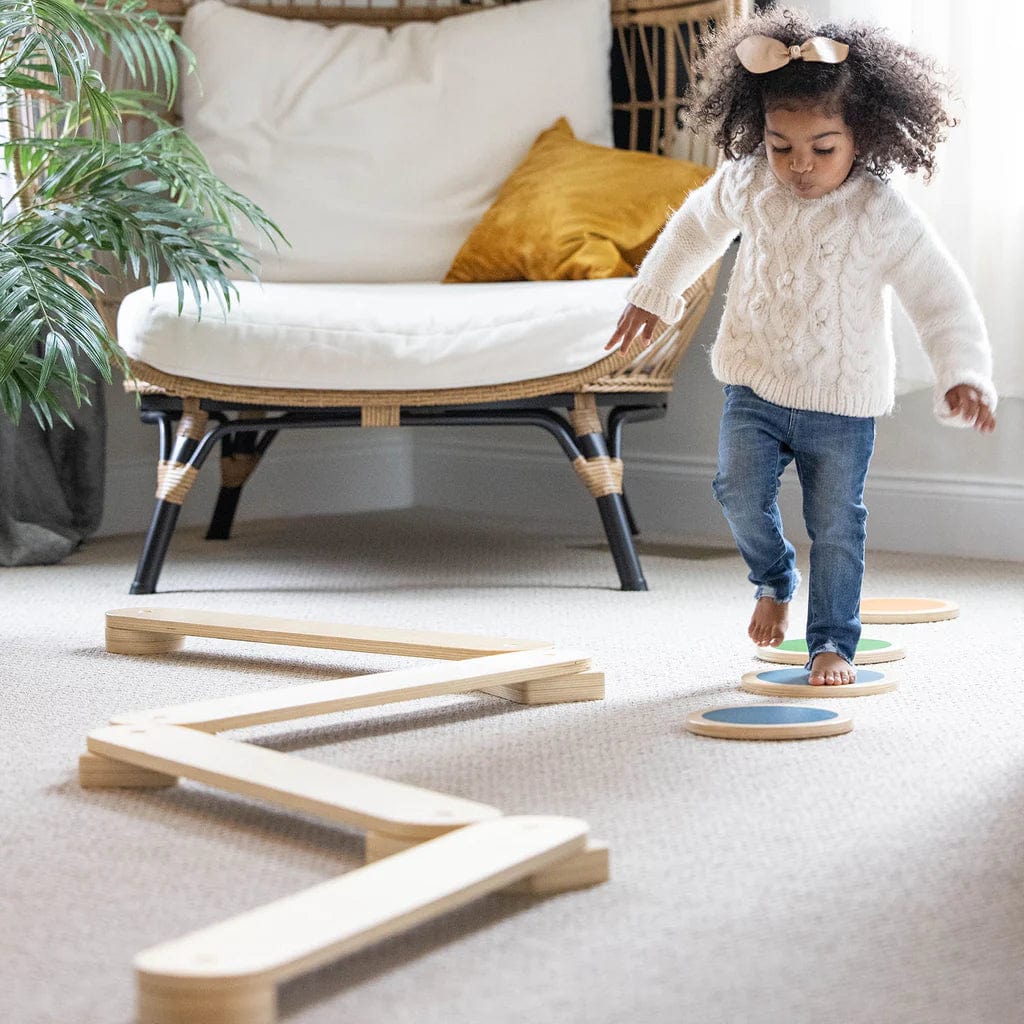 Little Partner Learn 'N Balance Set - 4 Stepping Stones for Kids, Natural Wood Balance Toys for Toddlers - Perfect for Indoor/Outdoor Play, Preschool Learning & Motor Skills Development