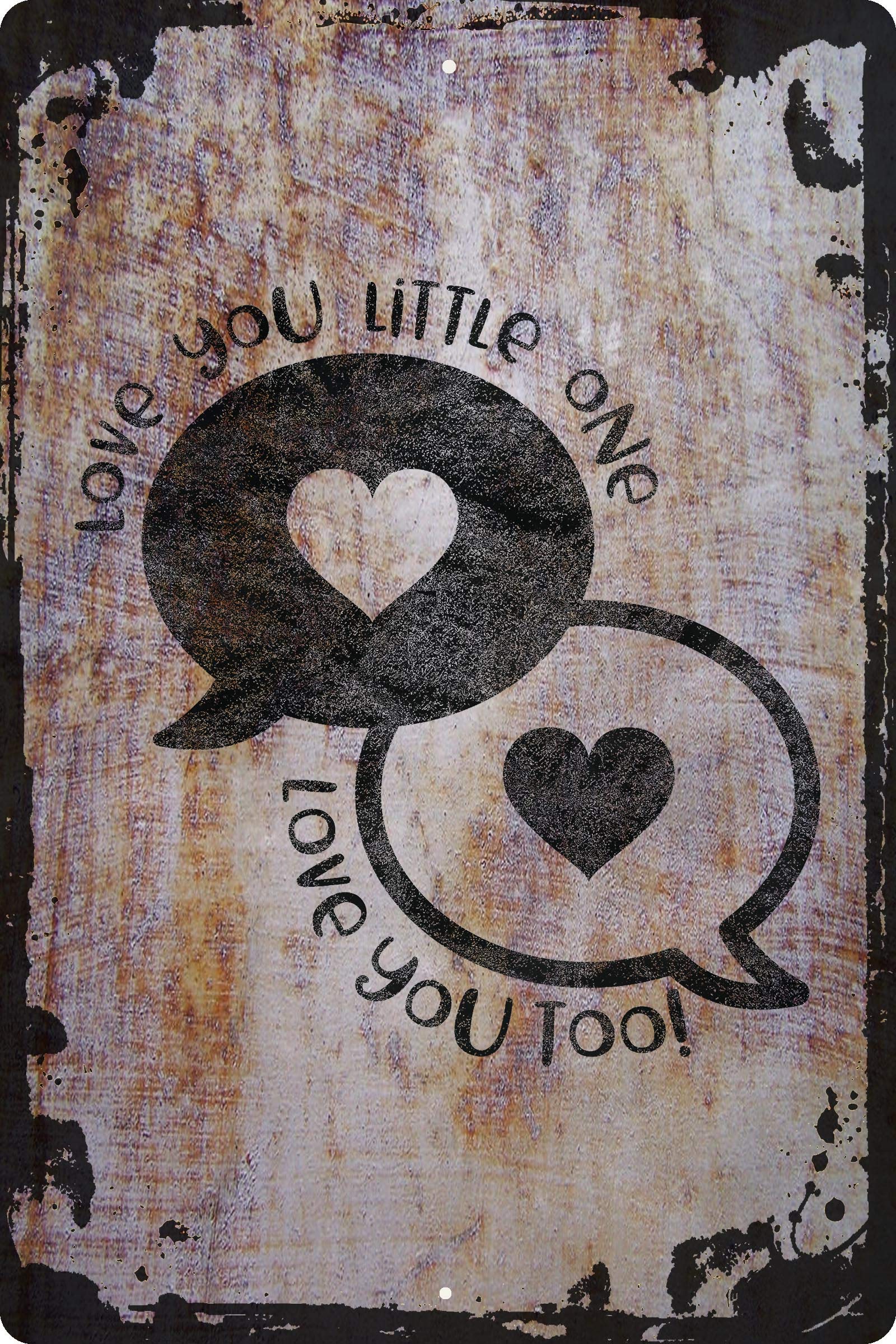 Funny Pregnancy Quote Wall Art - 'Love You Little One, Love You Too' Beige Nursery Decor with Heart Bubbles - 12x18 Inch Perfect Baby Shower Gift & Gender Neutral Nursery Wall Decor