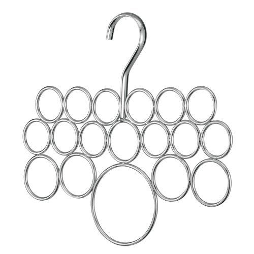 Axis Scarf Holder With 18 Rings - Pearl Champagne Scarf Organizer for Closet, Drawer & Travel Accessories Storage | Perfect for Shawls, Bandanas & Fashion Scarves