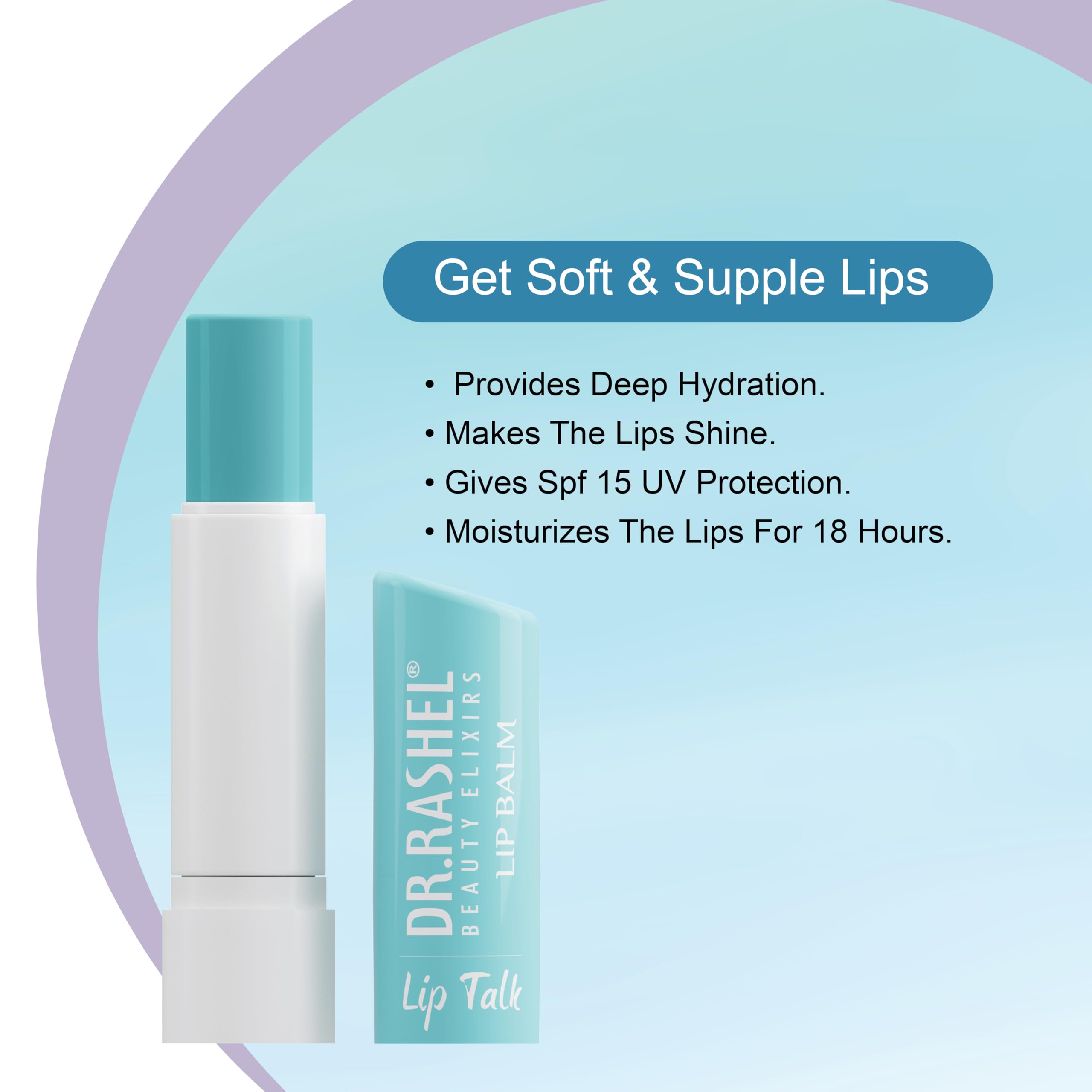 Dr. Rashel Hyaluronic Acid Lip Balm - 4.5g Tinted Lip Moisturizer with Vitamin E & Natural Oils for Dry, Chapped Lips | Intense Hydration, UV Protection | Perfect for Daily Use, Winter Care & Makeup Base