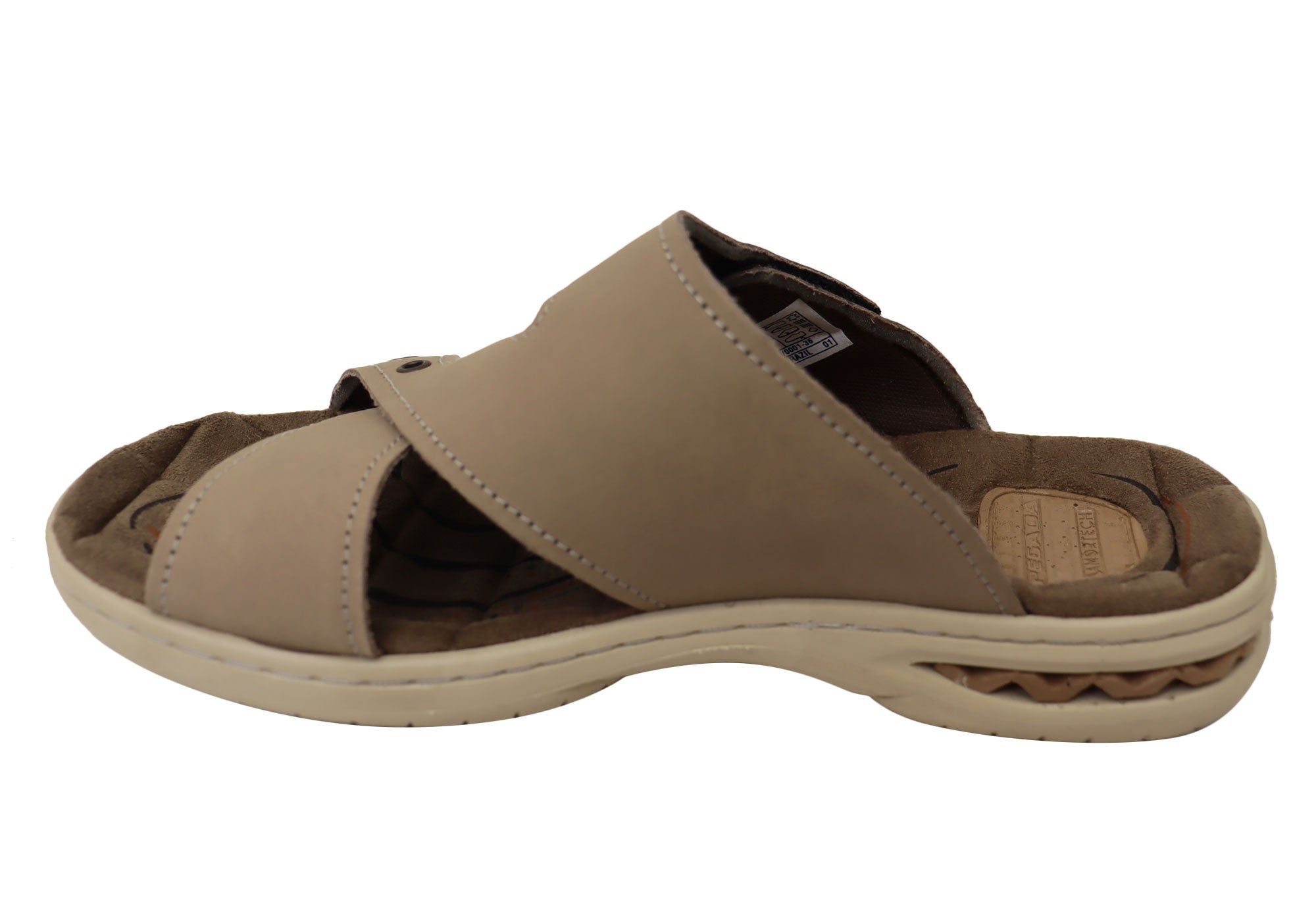 **Pegada Islander Men's Comfortable Leather Slides Sandals - Handmade in Brazil - Perfect for Beach, Pool & Casual Wear**