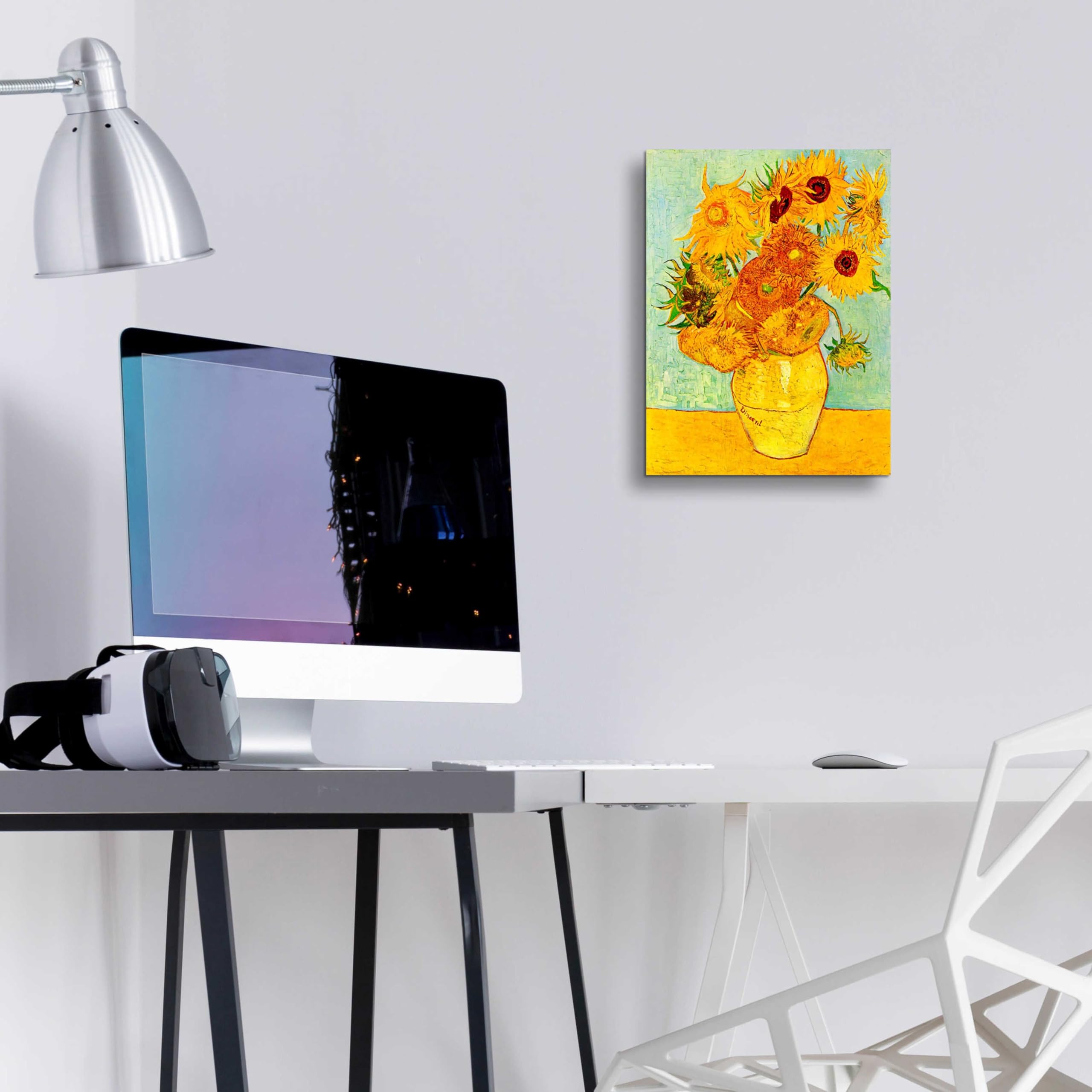 Vincent van Gogh 'Still Life: Vase with Twelve Sunflowers' Acrylic Glass Wall Art Print - 12x16 Inches - Modern Home & Office Decor - Perfect for Living Room, Bedroom or Gallery Wall Display