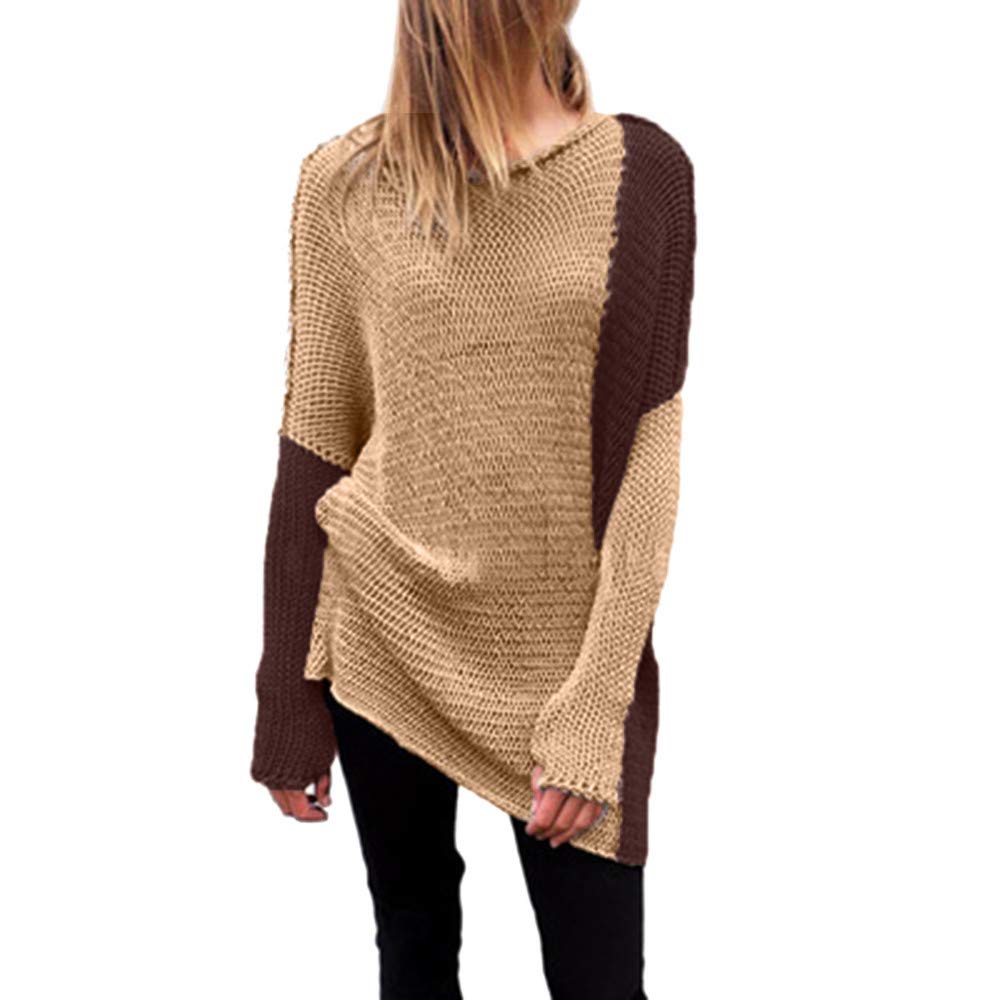 Vedolay Women's Long Sleeve V-Neck Knit Sweater - Loose Fit Solid Colorblock Pullover for Winter | Cozy Casual Wear for Office, Dates & Holiday Outfits
