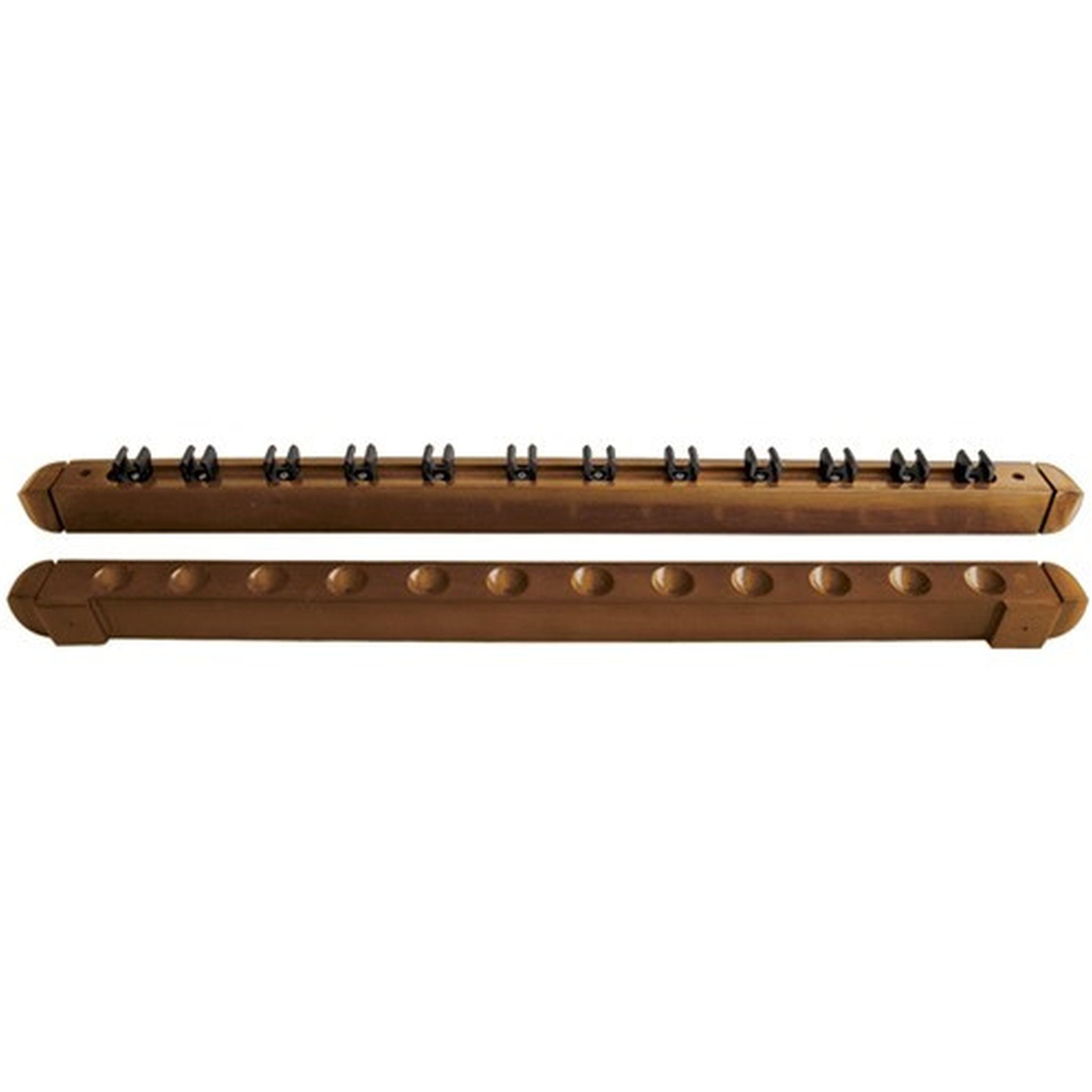 Formula 12 Cue Oak Wall Rack - Premium Wooden Billiard Cue Holder for Pool Sticks - Perfect for Game Rooms, Bars, and Home Decor