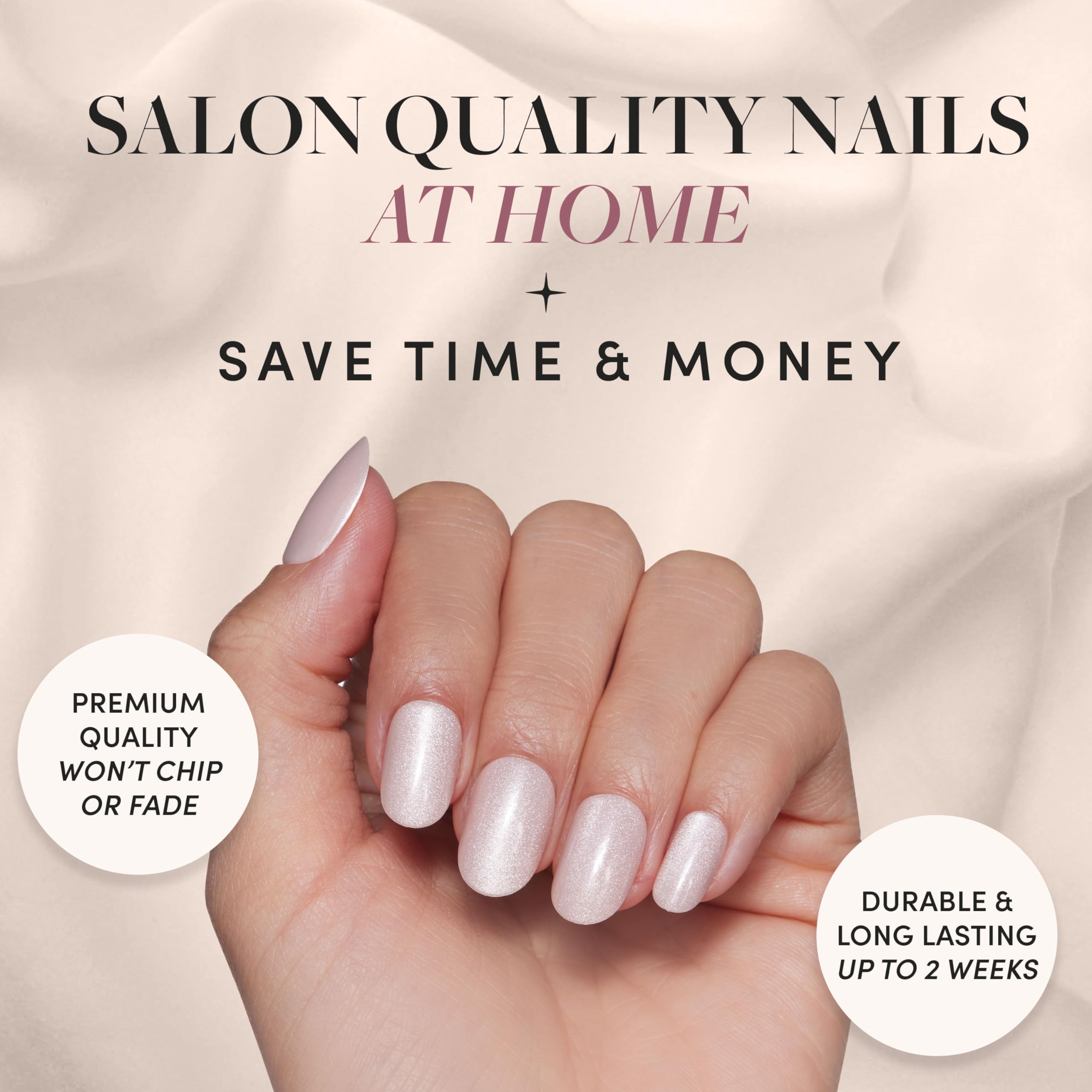 Glamnetic Press On Nails - Pure Intentions | Glossy Semi-Transparent Short Round Fake Nails | Reusable False Nails Kit with Glue | 12 Sizes 30 Pieces | Perfect for Parties, Weddings & Everyday Wear
