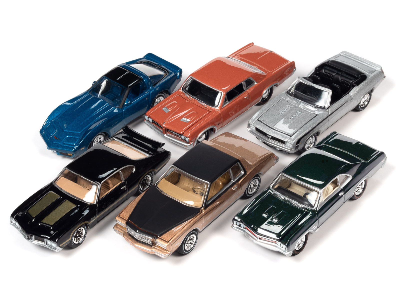 Johnny Lightning 1/64 Scale Diecast Muscle Cars USA 2023 Set B - 6 Piece Collectible Model Cars for Display & Racing Scenes | Vintage American Automobile Collection