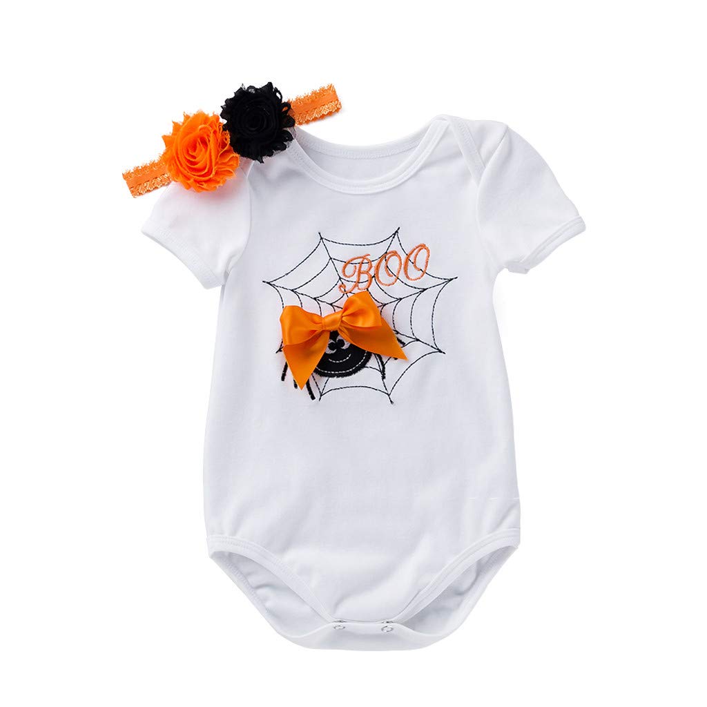 Kelon Baby Girls Summer Outfits - Short Sleeve Romper with Matching Headband | Cute Toddler Jumpsuits for Infants 0-24 Months | Perfect for Playdates, Beach Trips & Summer Photoshoots